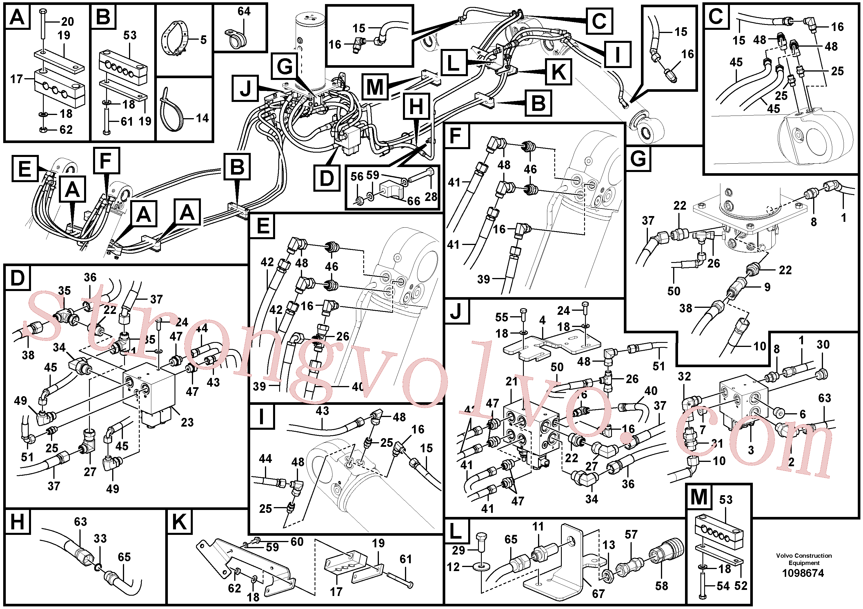 VOE937795 Volvo Hidráulica de serviço, lâmina de terraplanagem dianteira e extensor traseiro(1098674 Montagem)