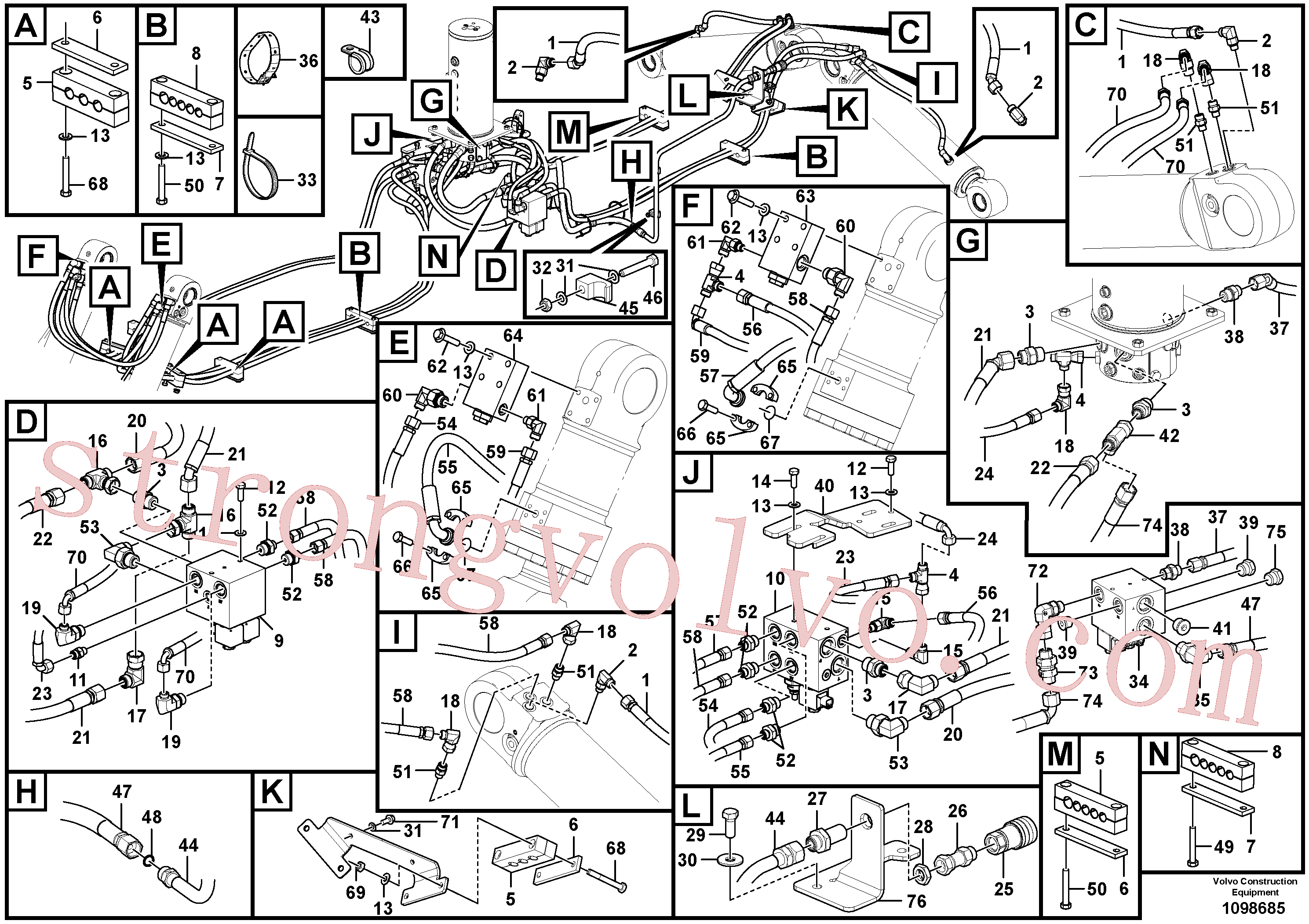 VOE15800372 Volvo Hidráulica de serviço, lâmina de terraplanagem dianteira e extensor traseiro(1098685 Montagem)