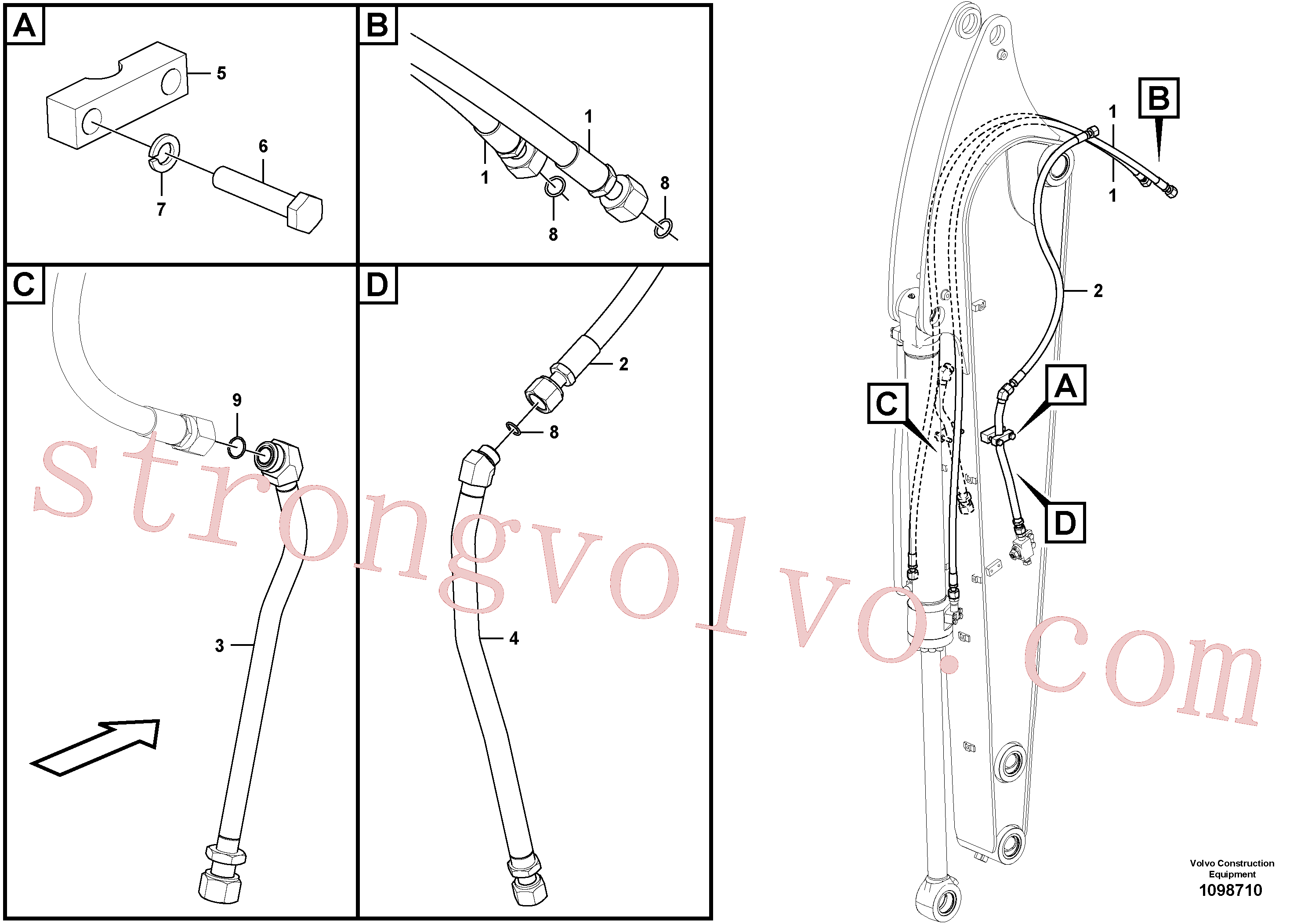 VOE14628037 Volvo Hidráulica de serviço, sistema de mandíbulas no equipamento de serviço(1098710 Montagem)