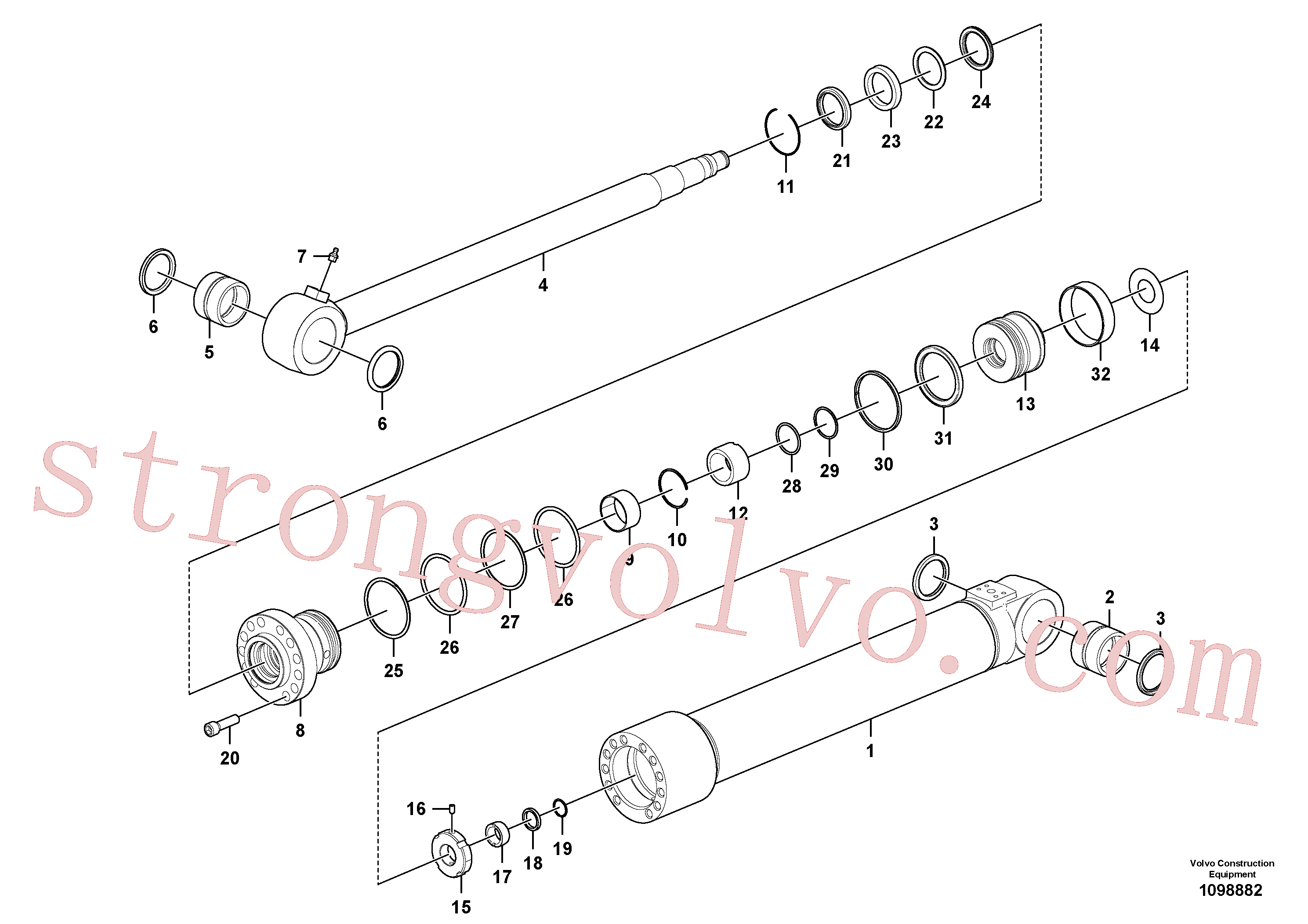 VOE14521344 Volvo Cilindro de rotação da lança(1098882 Montagem)