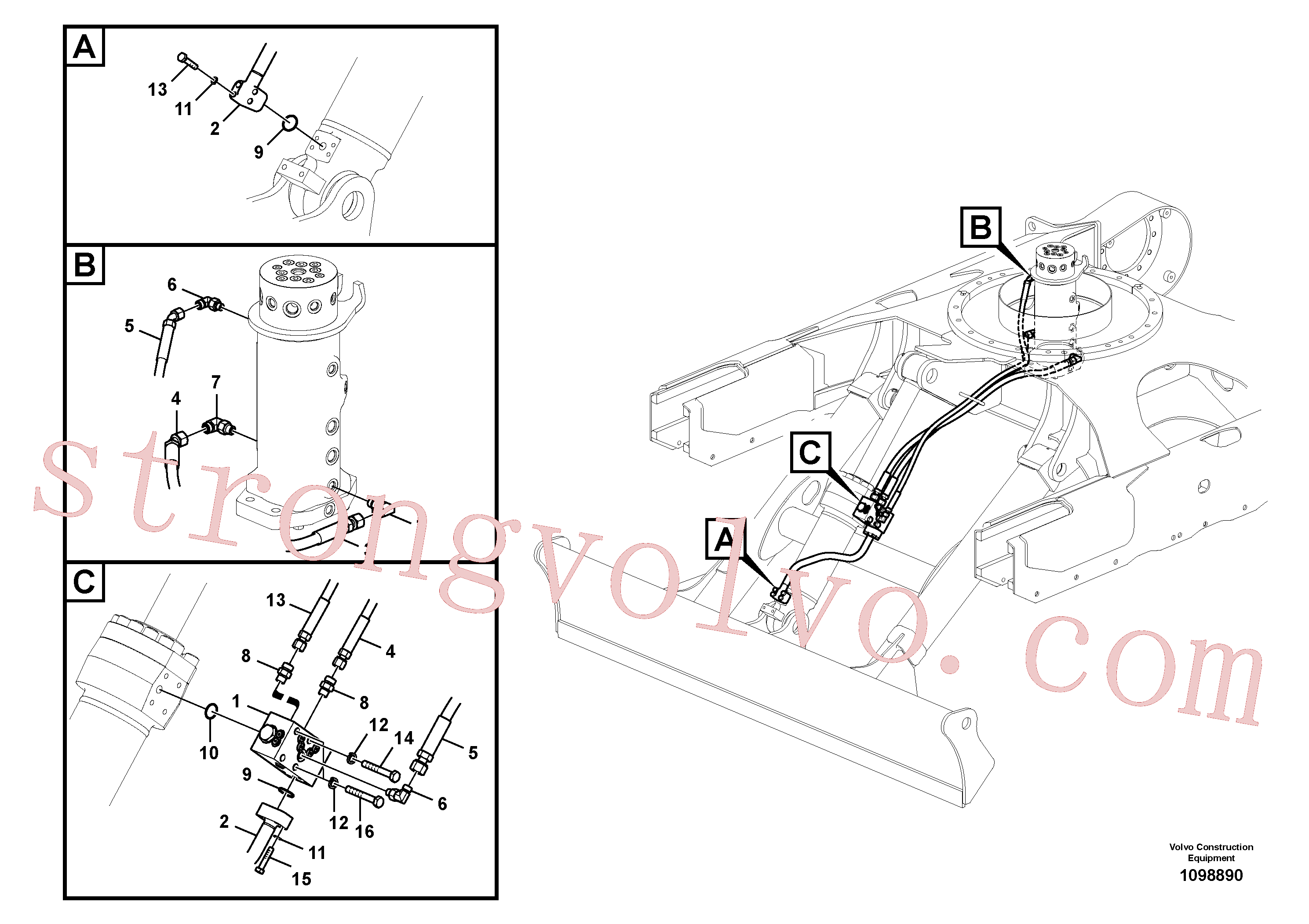 VOE14678040 Volvo Sistema hidráulico de trabalho, lâmina niveladora(1098890 Montagem)
