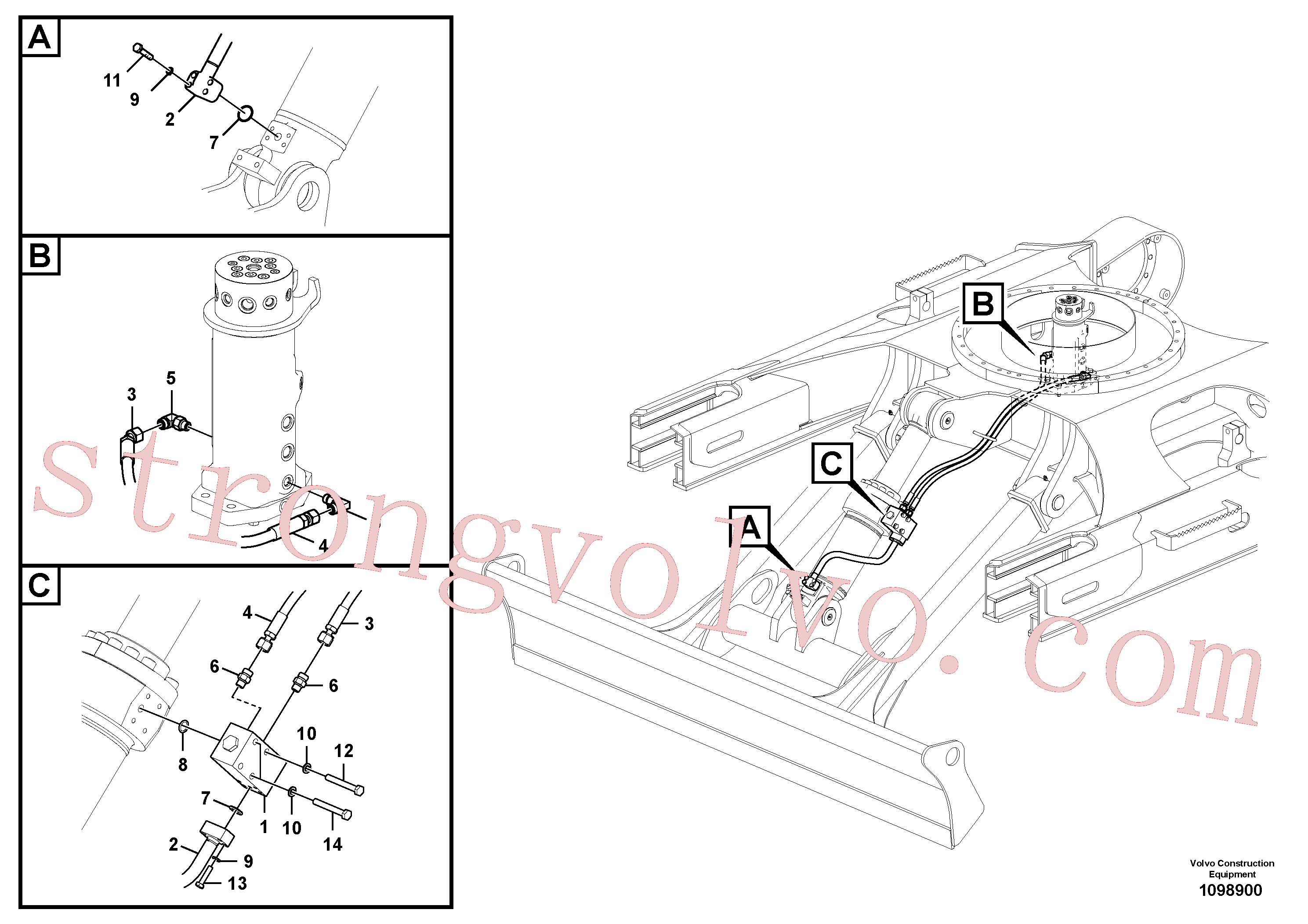 VOE14678040 Volvo Sistema hidráulico de trabalho, lâmina niveladora(1098900 Montagem)