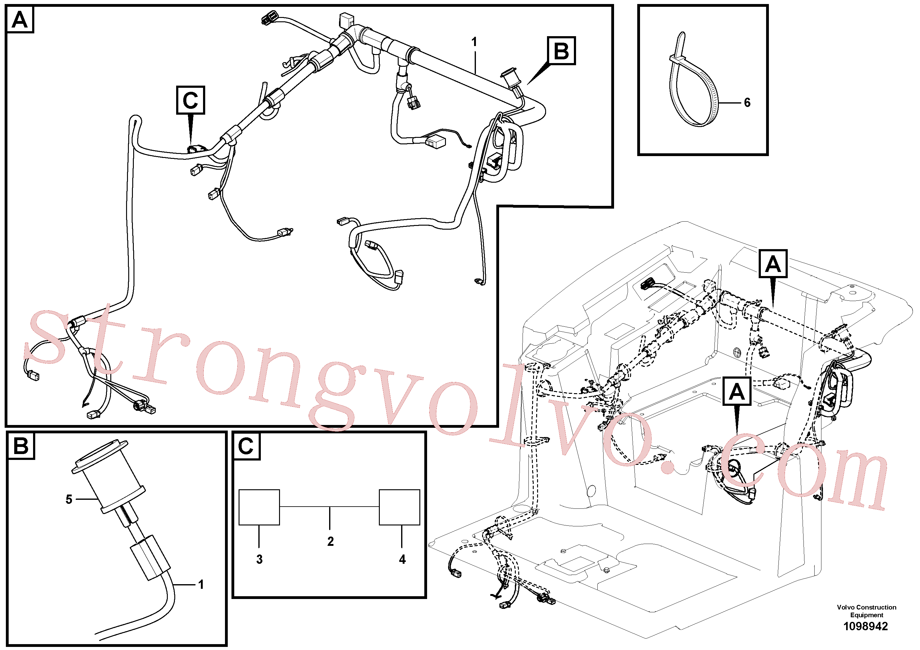 VOE14370883 Volvo Cablagem, plataforma(1098942 Montagem)