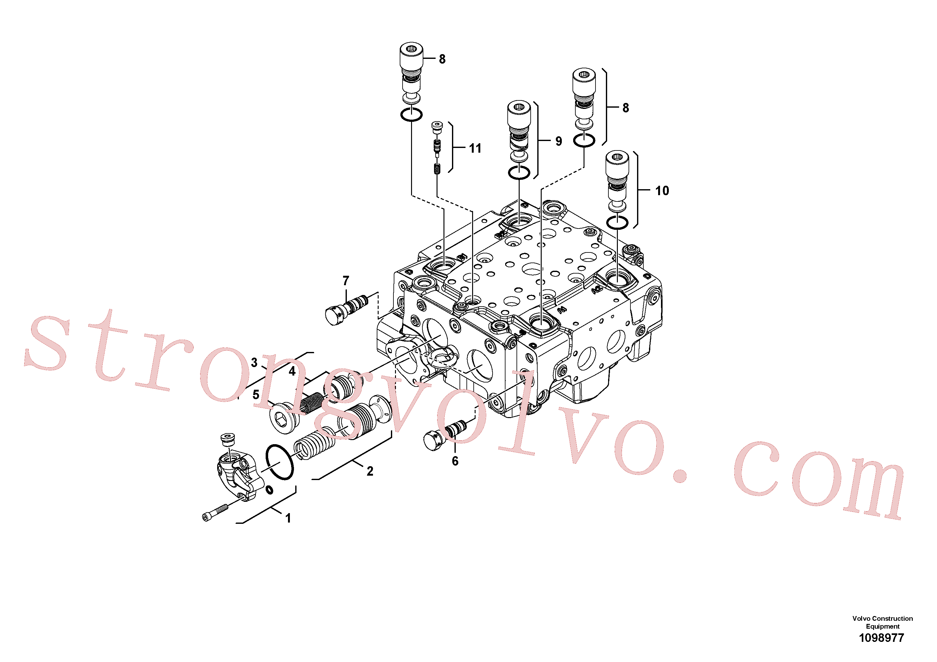 VOE11709941 Volvo Válvula hidráulica(1098977 Montagem)