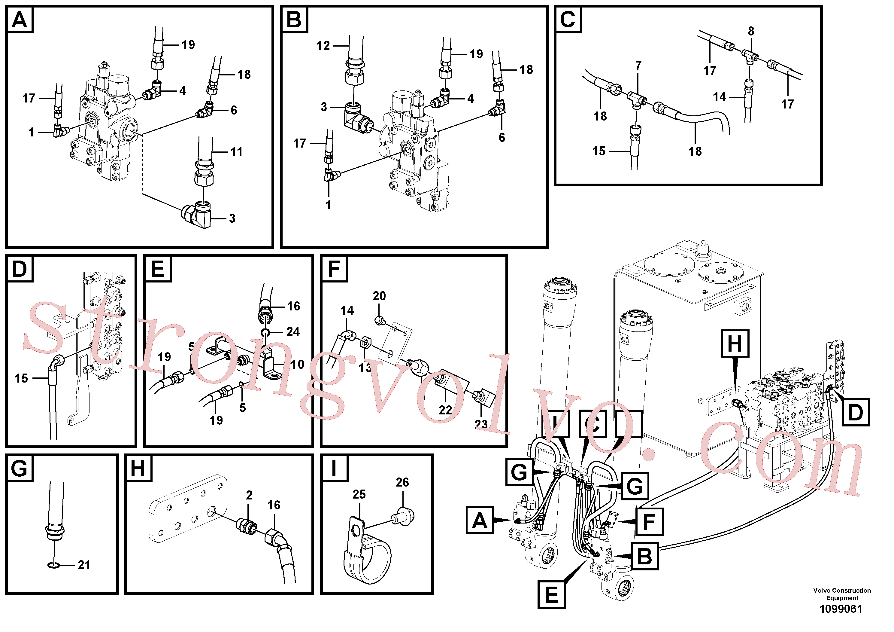 VOE936181 Volvo Hidráulica de serviço, ruptura da lança(1099061 Montagem)