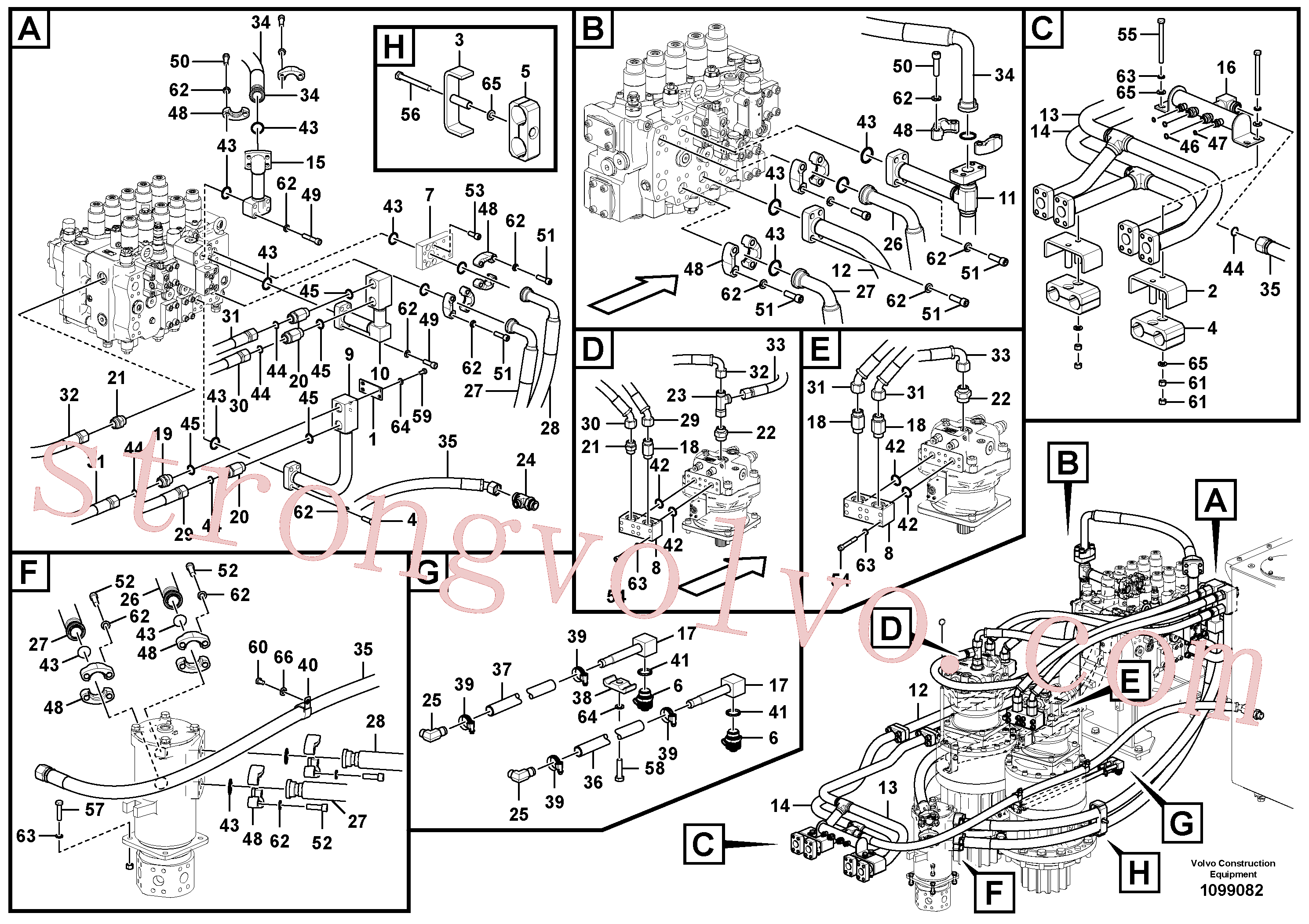 VOE15038537 Volvo Sistema hidráulico, válvula de comando da lança e articulação(1099082 Montagem)