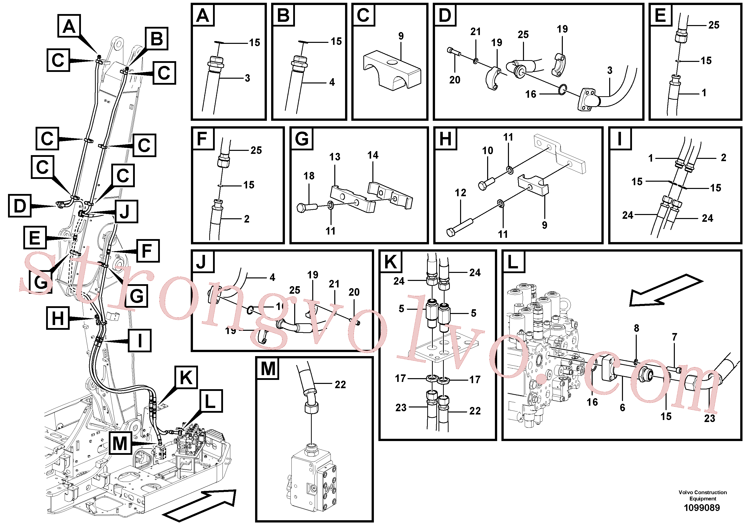 SA9403-06614 Volvo Hidráulica de serviço, martelo e cortador para lança ajustável(1099089 Montagem)