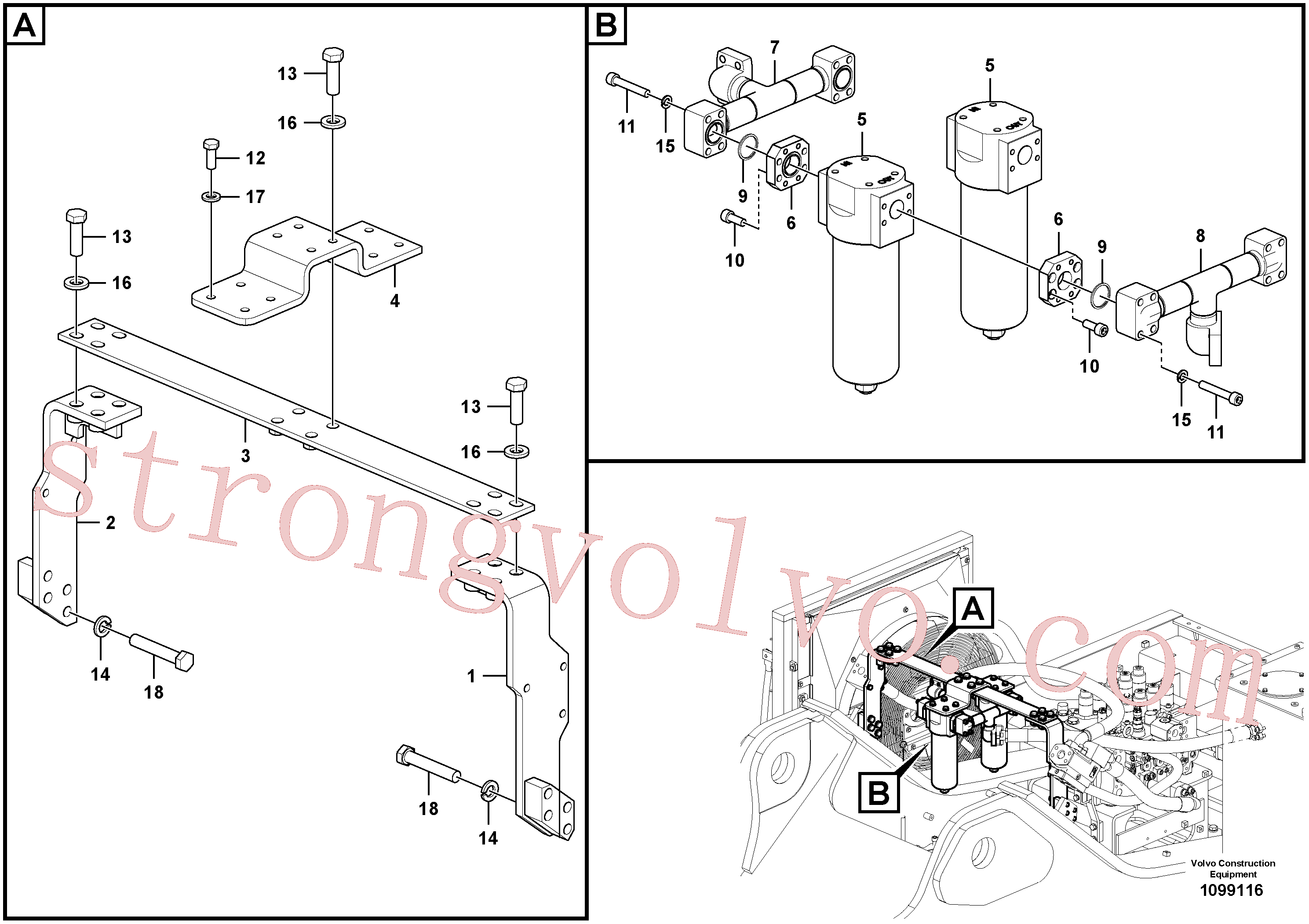 VOE14720972 Volvo Hidráulica de serviço, martelo e cortador para topo(1099116 Montagem)