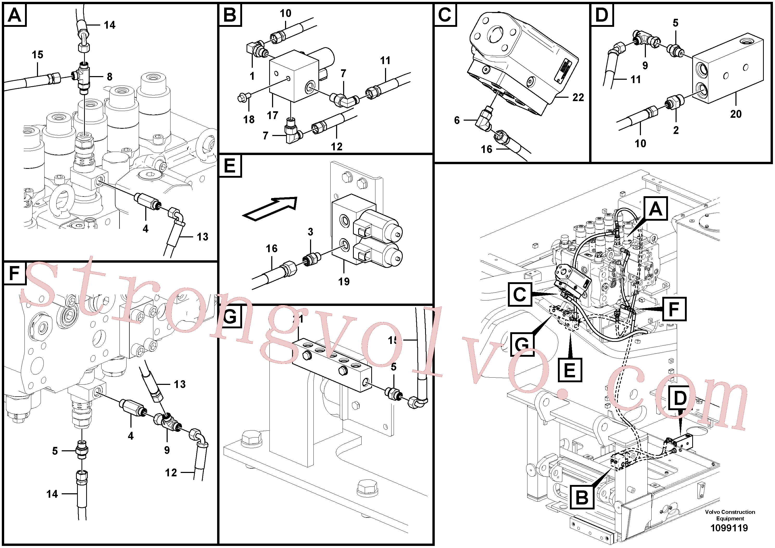 VOE14592747 Volvo Hidráulica de serviço, martelo e cortador para fluxo da bomba auxiliar(1099119 Montagem)