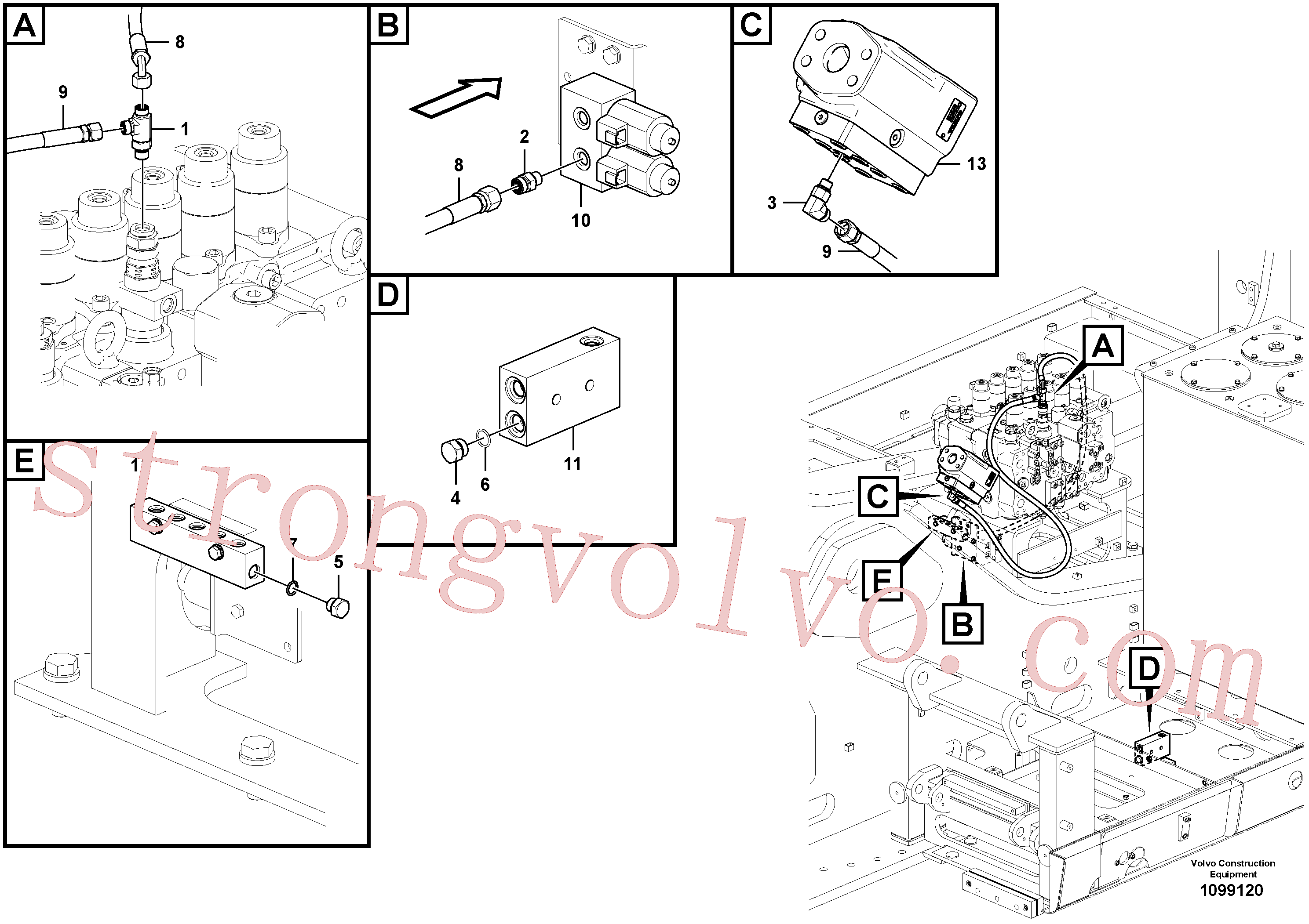 VOE14592747 Volvo Hidráulica de serviço, martelo e cortador para fluxo da bomba auxiliar(1099120 Montagem)