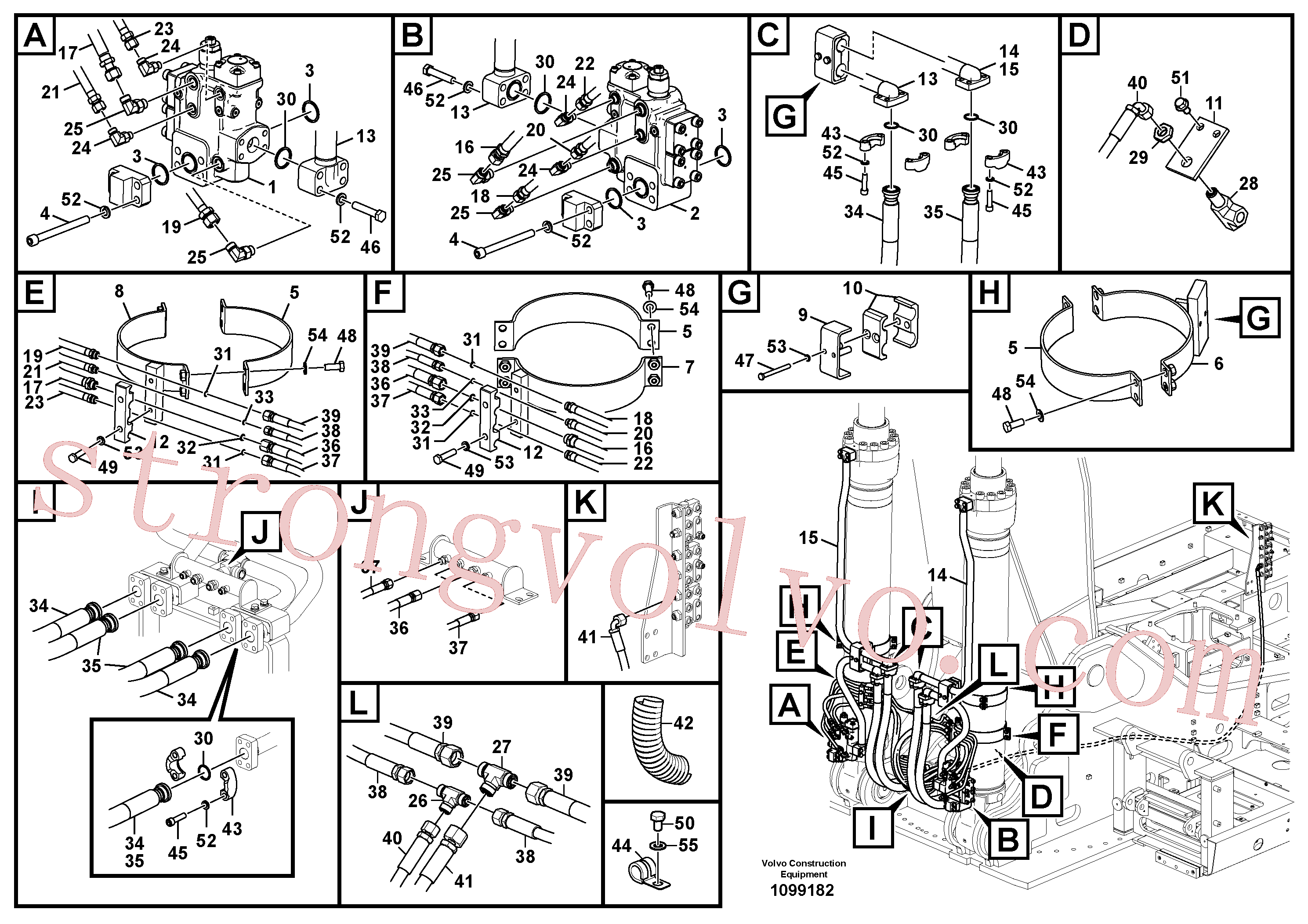 VOE997893 Volvo Hidráulica de serviço, cilindro da lança(1099182 Montagem)