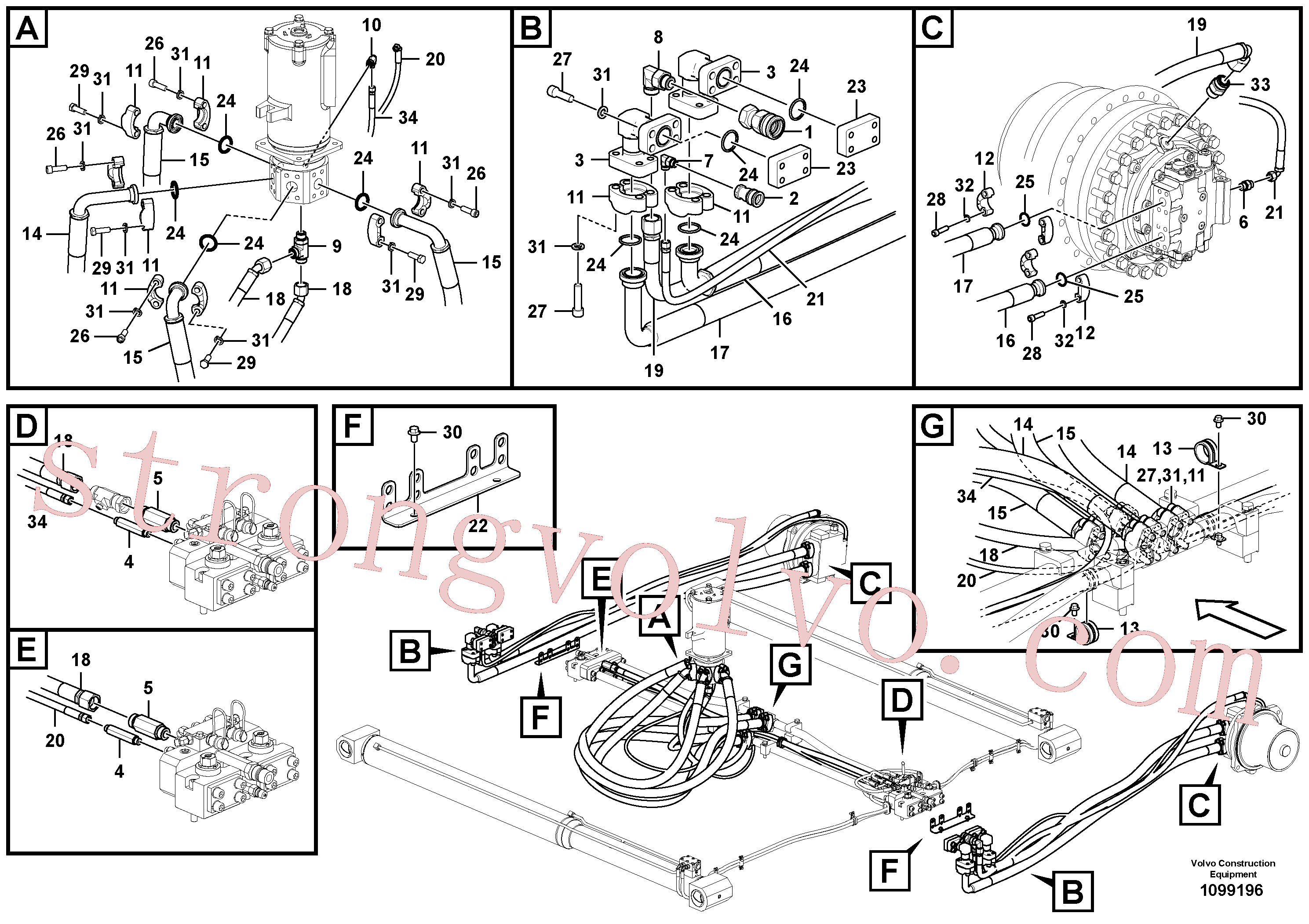 VOE997964 Volvo Linha da rótula, rótula ao motor de curso(1099196 Montagem)