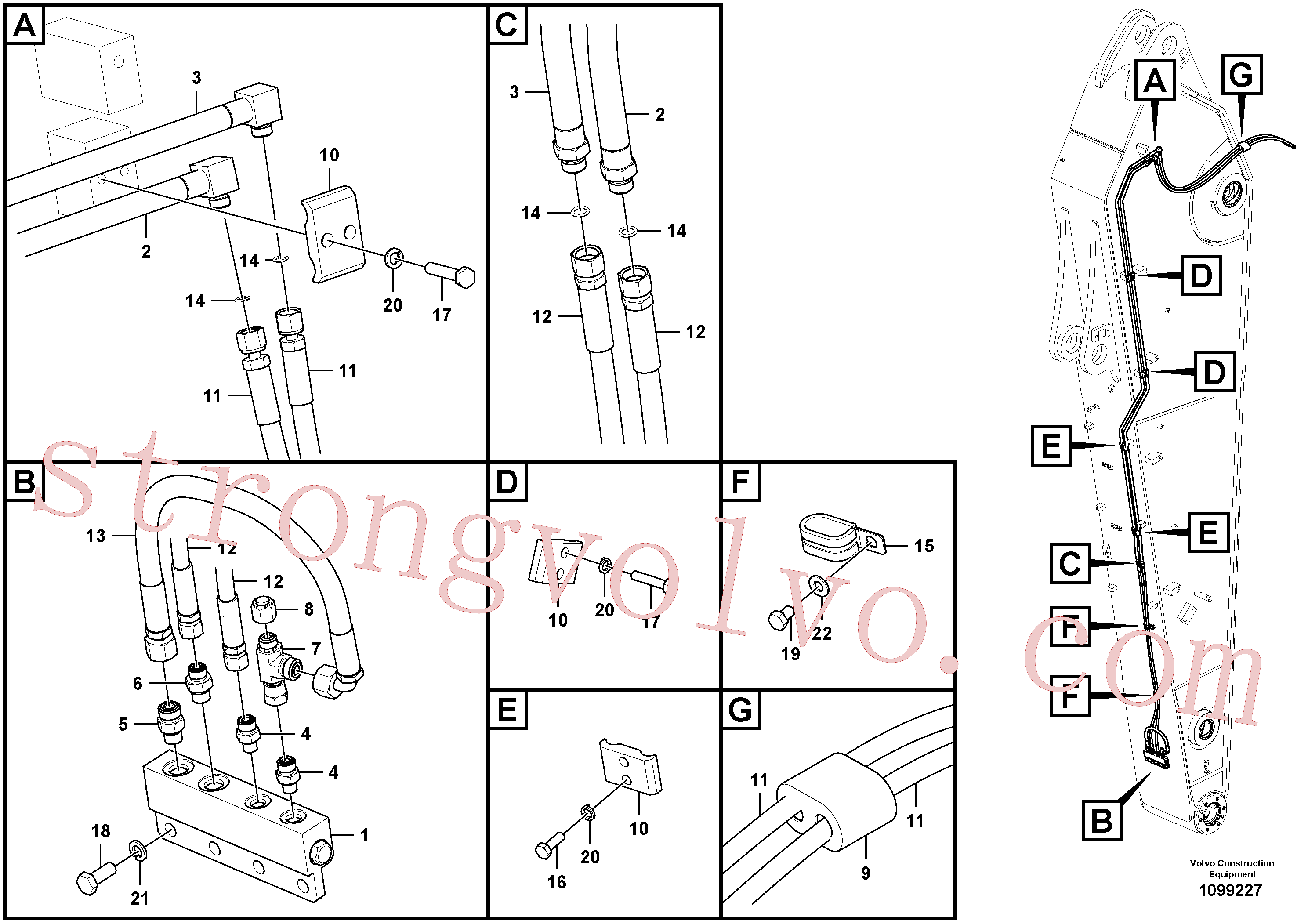 VOE14695096 Volvo Hidráulica de serviço, encaixe rápido no braço de afundamento(1099227 Montagem)