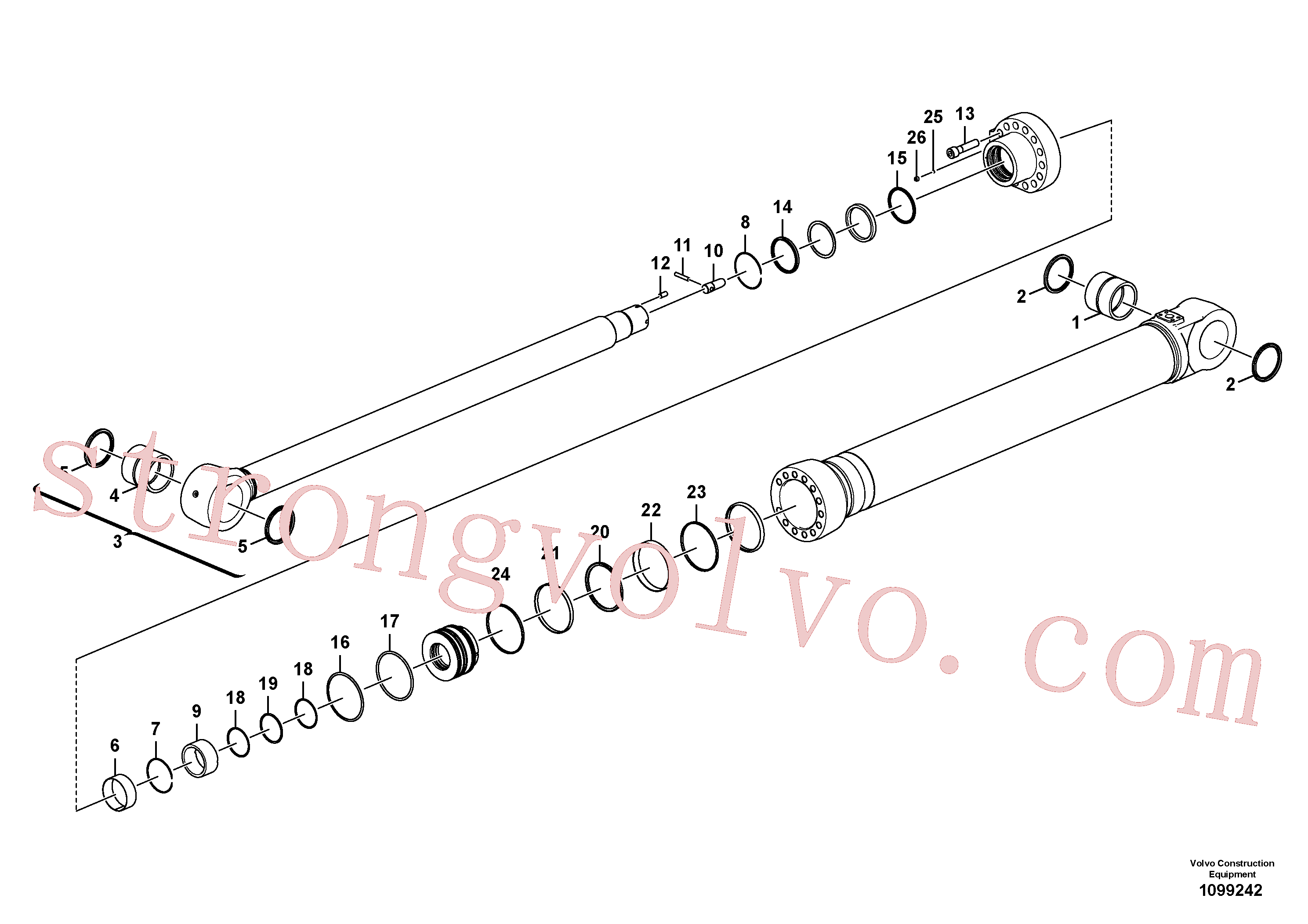 VOE14587744 Volvo Cilindro do braço de afundamento(1099242 Montagem)