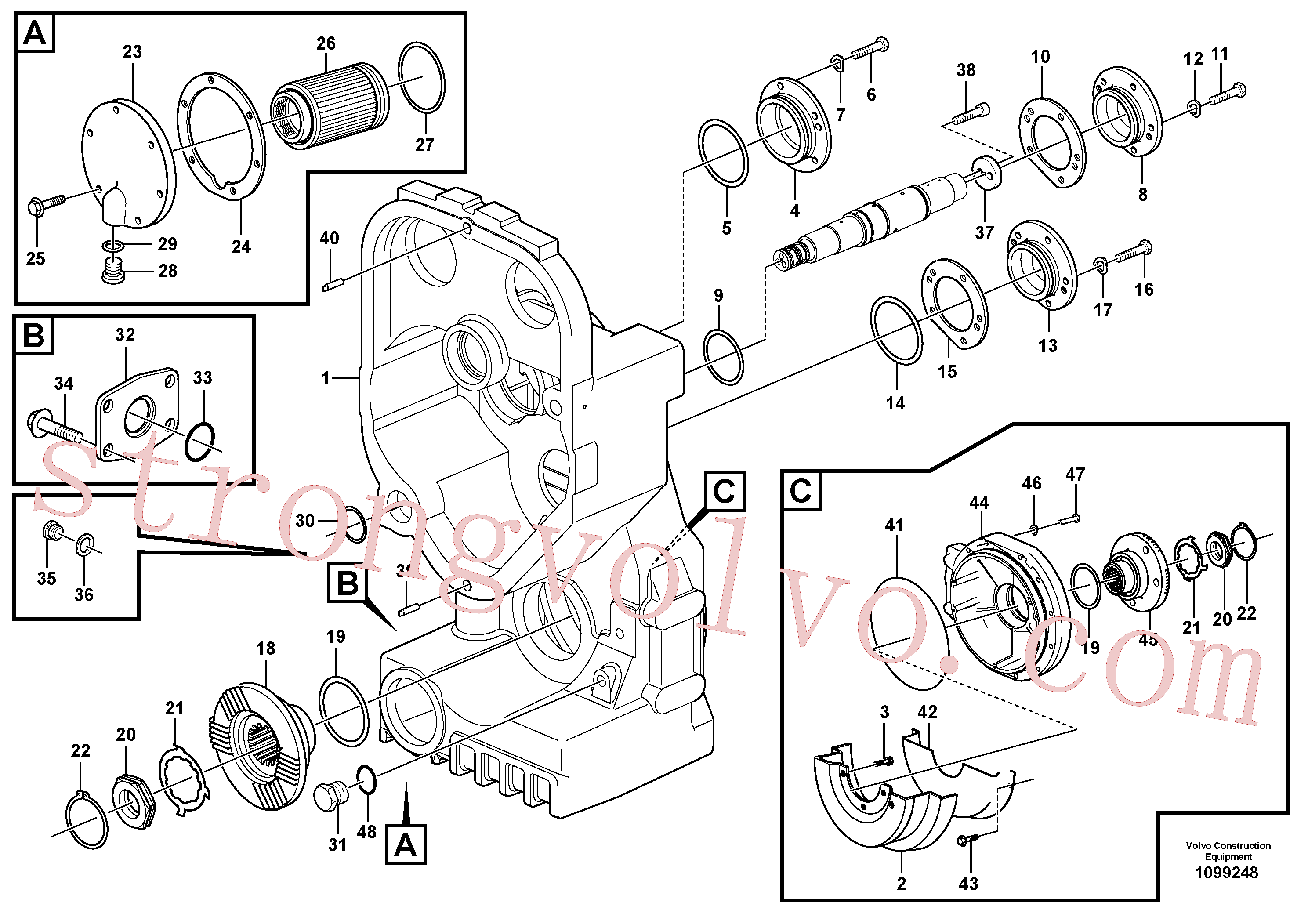 VOE997935 Volvo Caixa de transferência, alojamento e coberturas(1099248 Montagem)