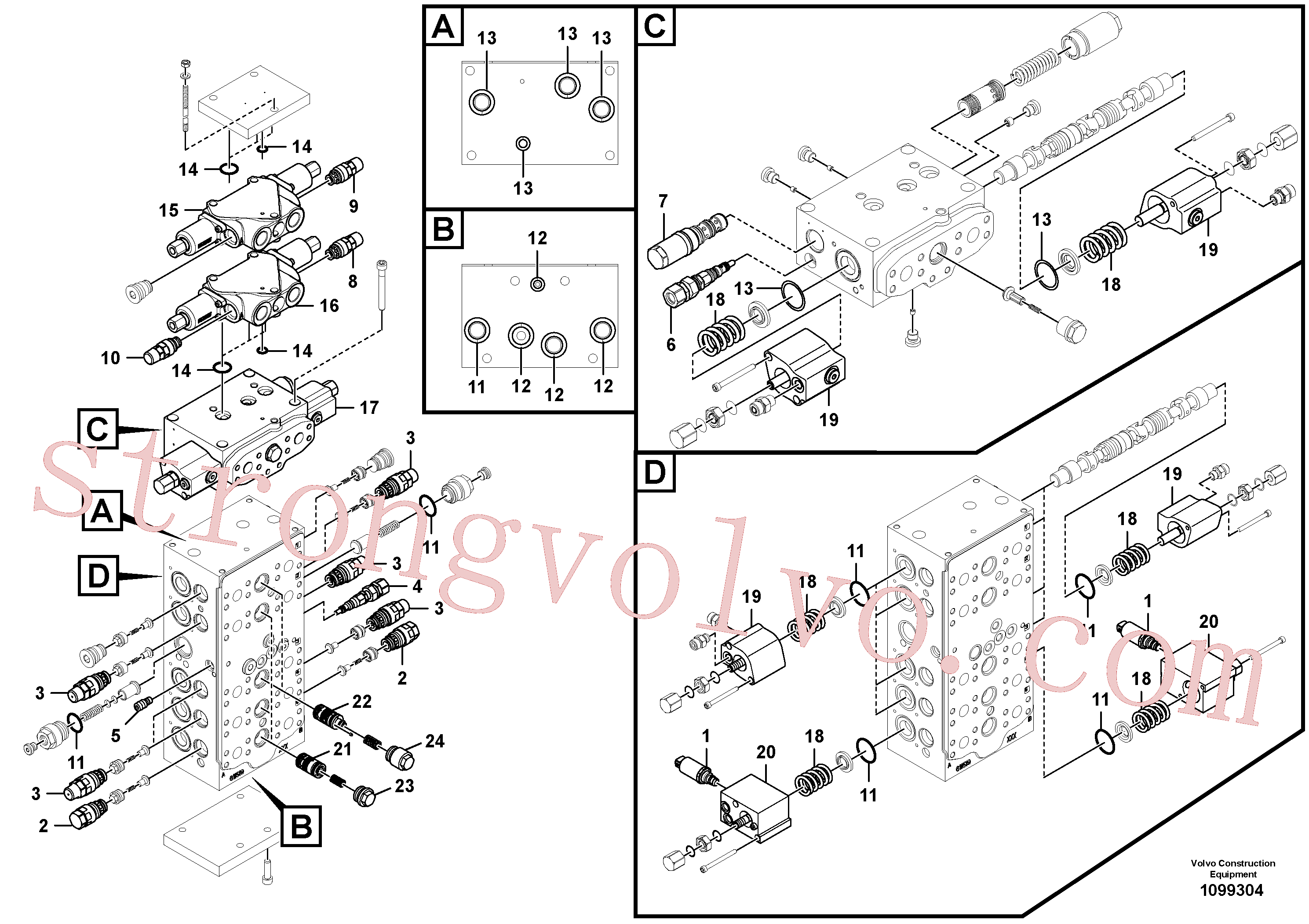 VOE17252615 Volvo Válvula mestra de comando(1099304 Montagem)