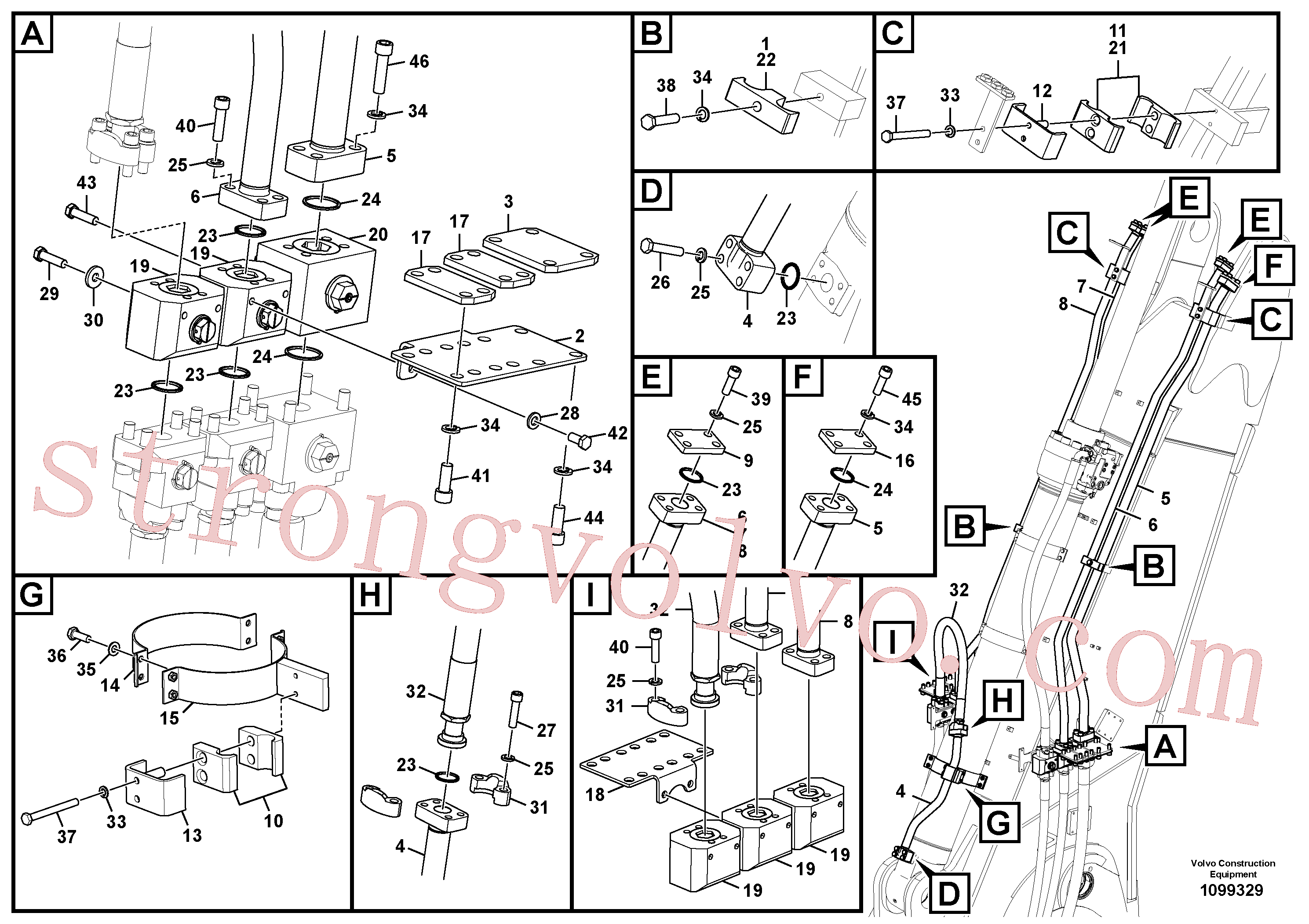 VOE14554037 Volvo Hidráulica de serviço, cilindro do braço de afundamento na lança.(1099329 Montagem)
