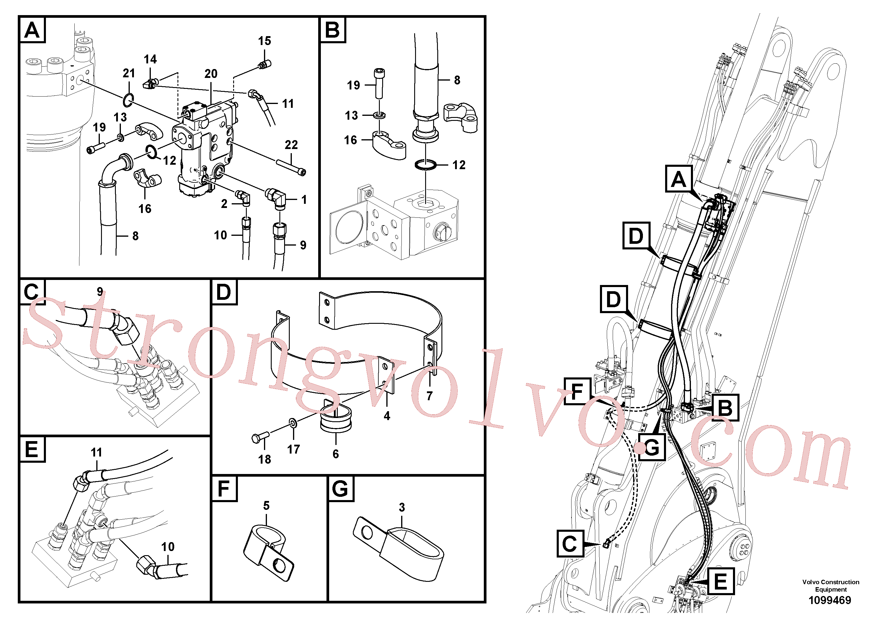 VOE14554036 Volvo Hidráulica de serviço, ruptura do braço de afundamento(1099469 Montagem)
