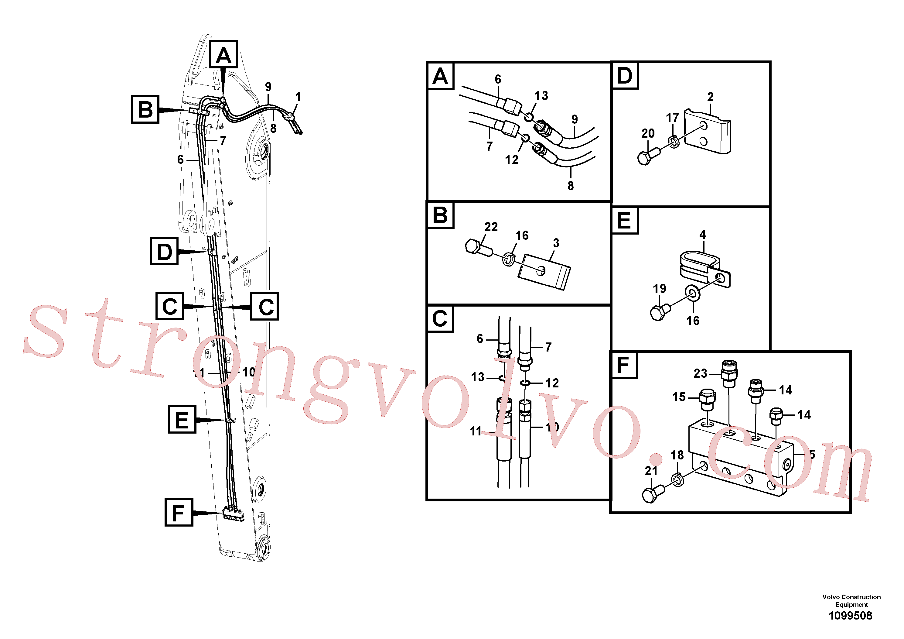 VOE936261 Volvo Hidráulica de serviço, encaixe rápido no braço de afundamento(1099508 Montagem)