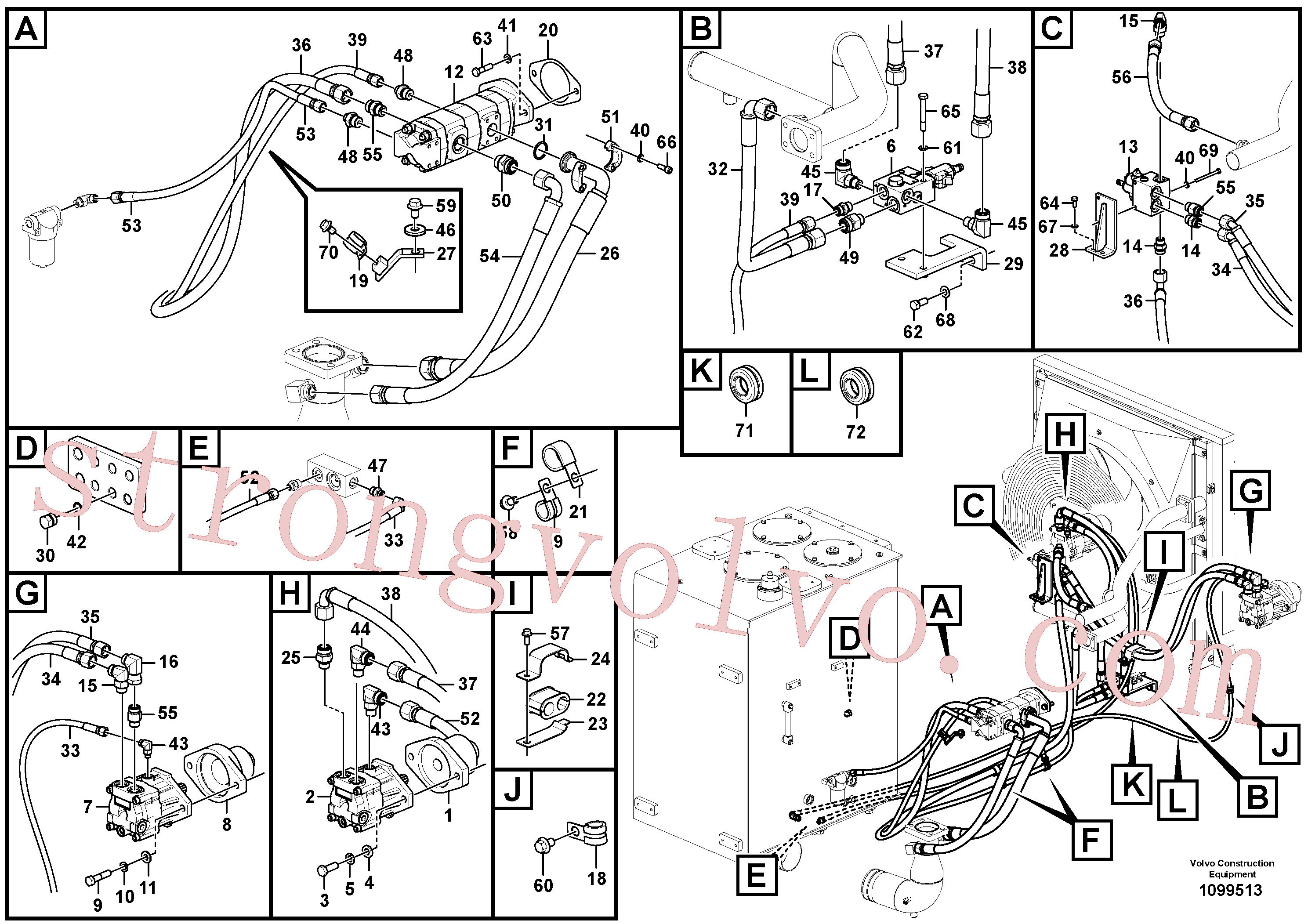 VOE14695005 Volvo Sistema hidráulico, sistema refrigerante do óleo(1099513 Montagem)