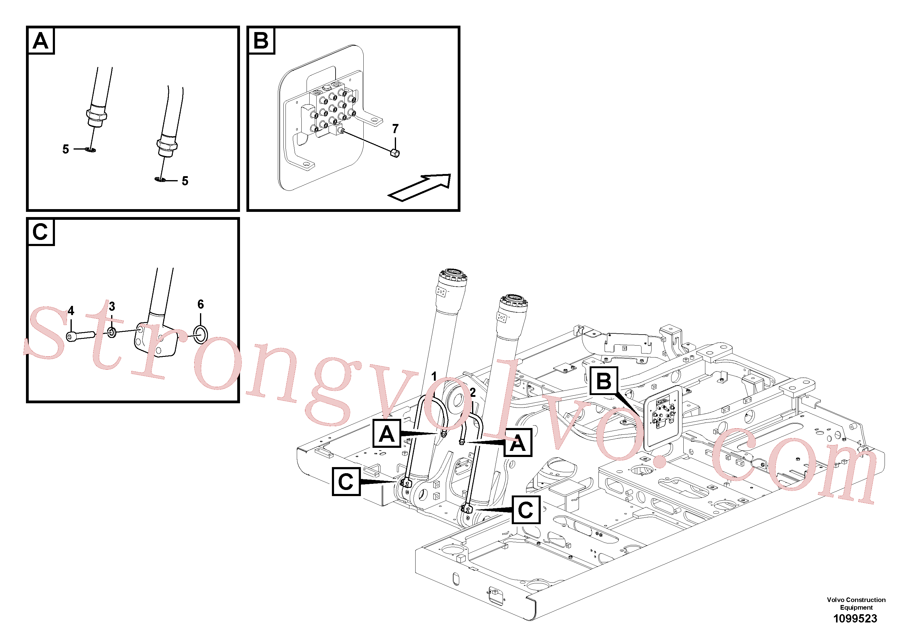 VOE14542640 Volvo Hidráulica de serviço, cilindro da lança(1099523 Montagem)