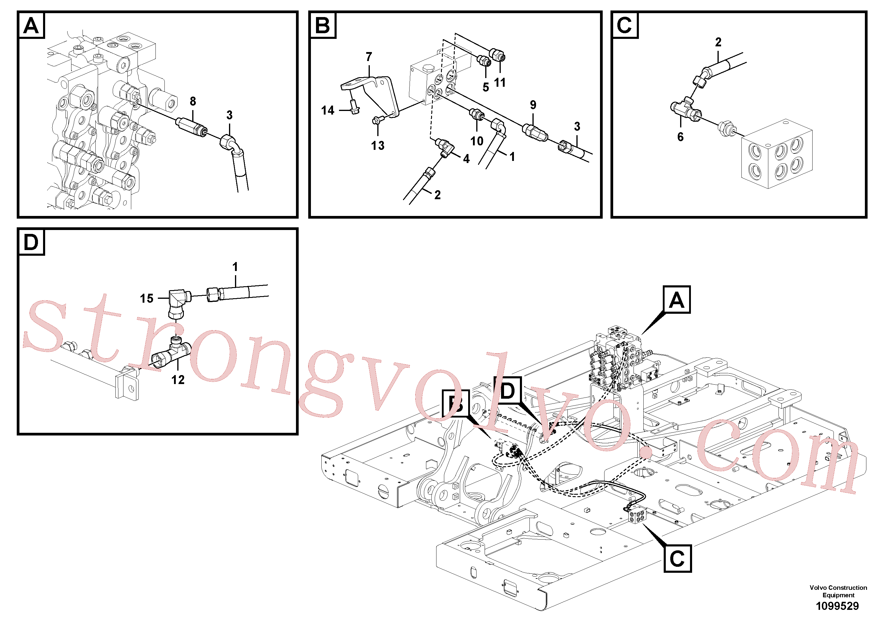 VOE938663 Volvo Hidráulica de serviço, encaixe rápido na estrutura superior(1099529 Montagem)