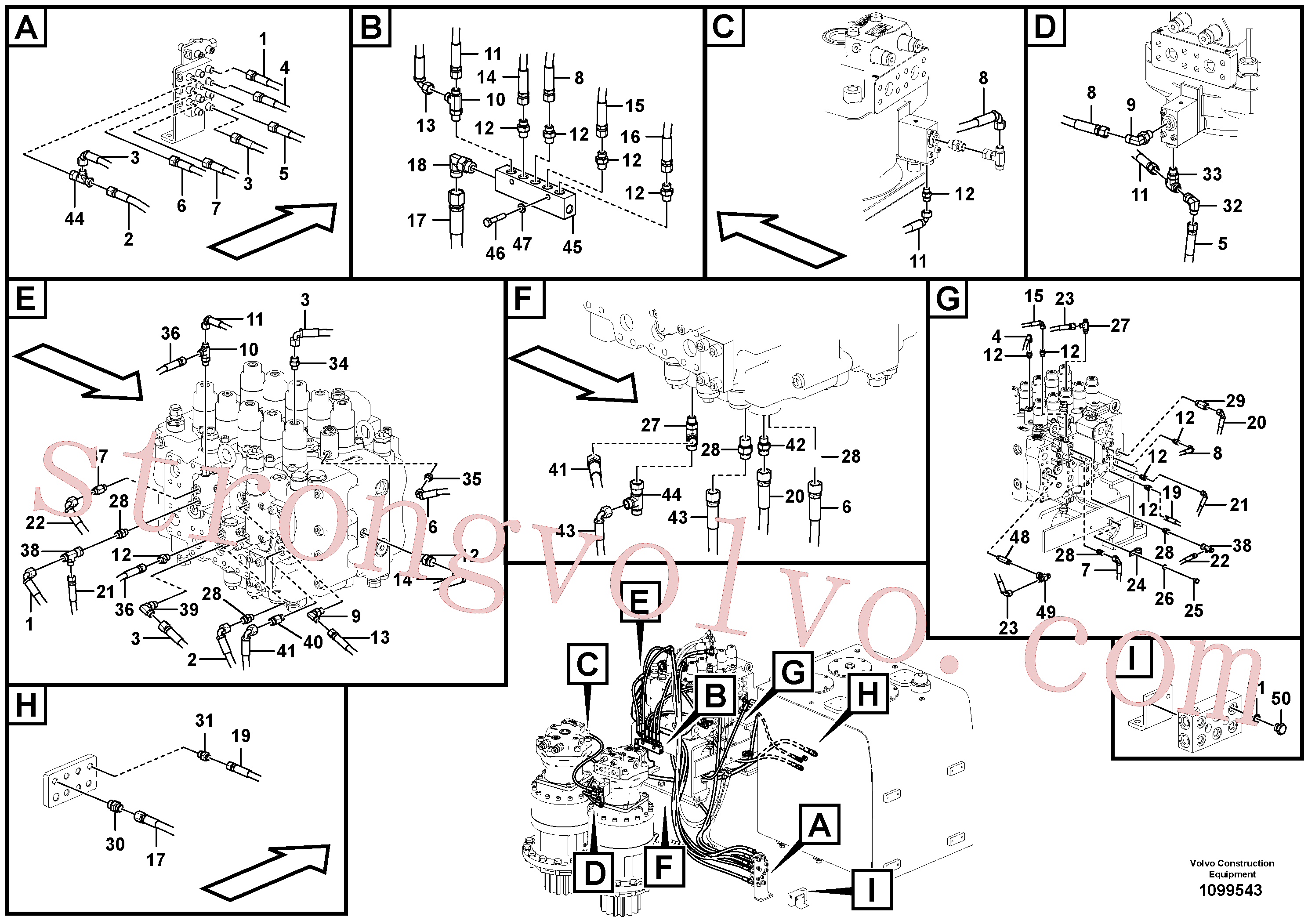 VOE17210955 Volvo Sistema servomotor, tubagem da válvula de comando(1099543 Montagem)