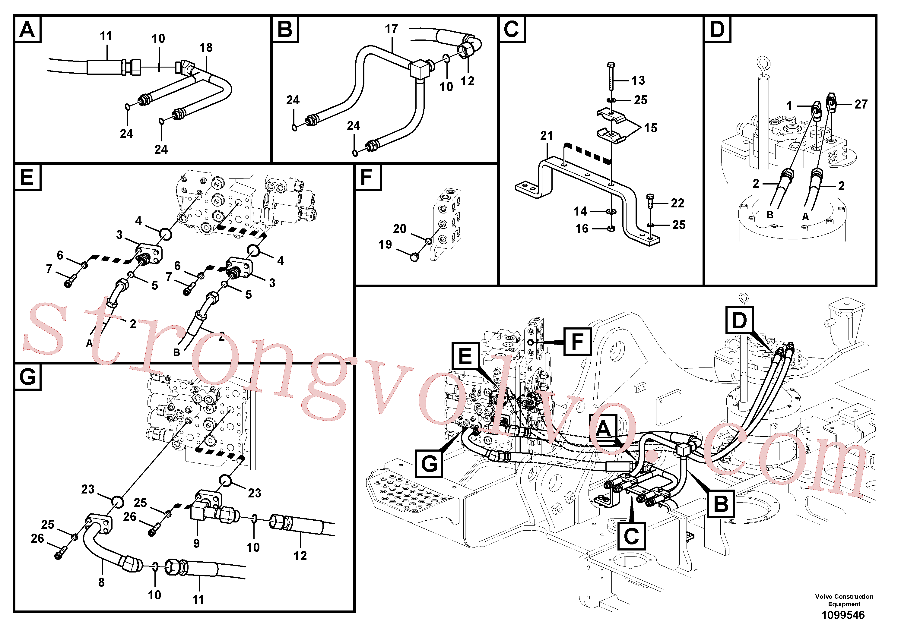 VOE14542675 Volvo Sistema hidráulico, válvula de comando da lança e articulação(1099546 Montagem)