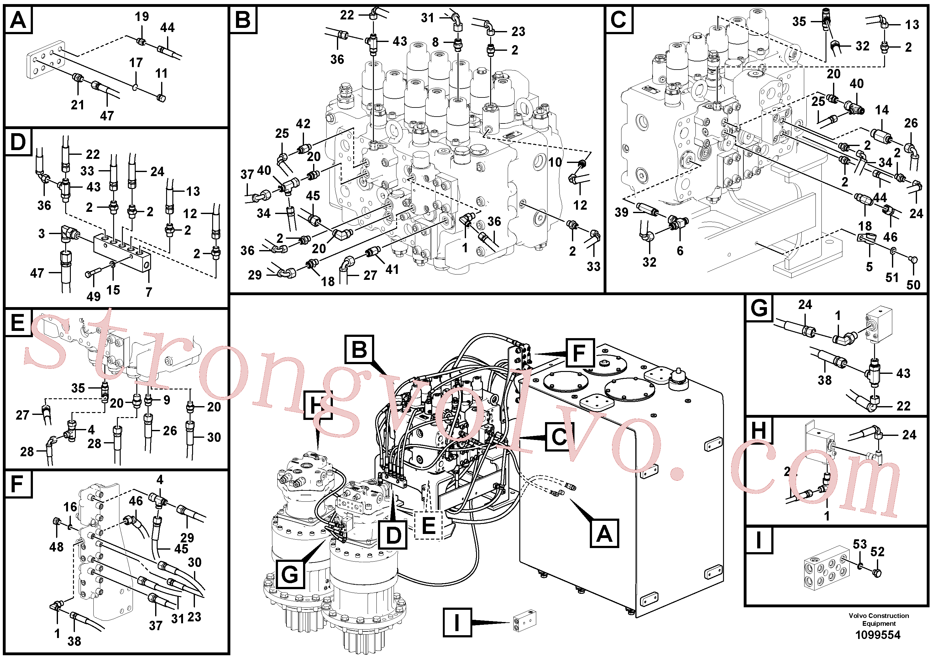 VOE14673699 Volvo Sistema servomotor, tubagem da válvula de comando(1099554 Montagem)