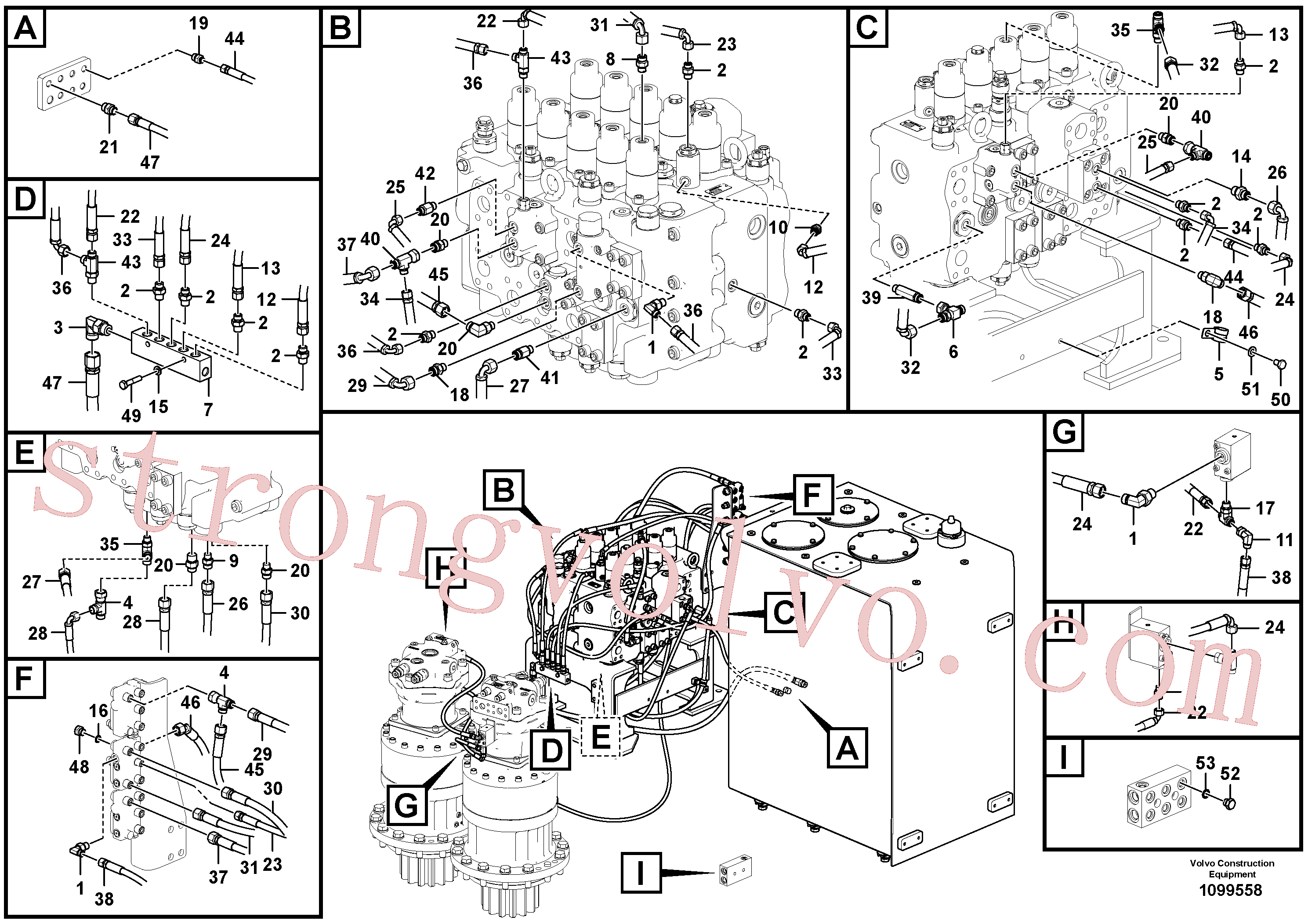 VOE937194 Volvo Sistema servomotor, tubagem da válvula de comando(1099558 Montagem)