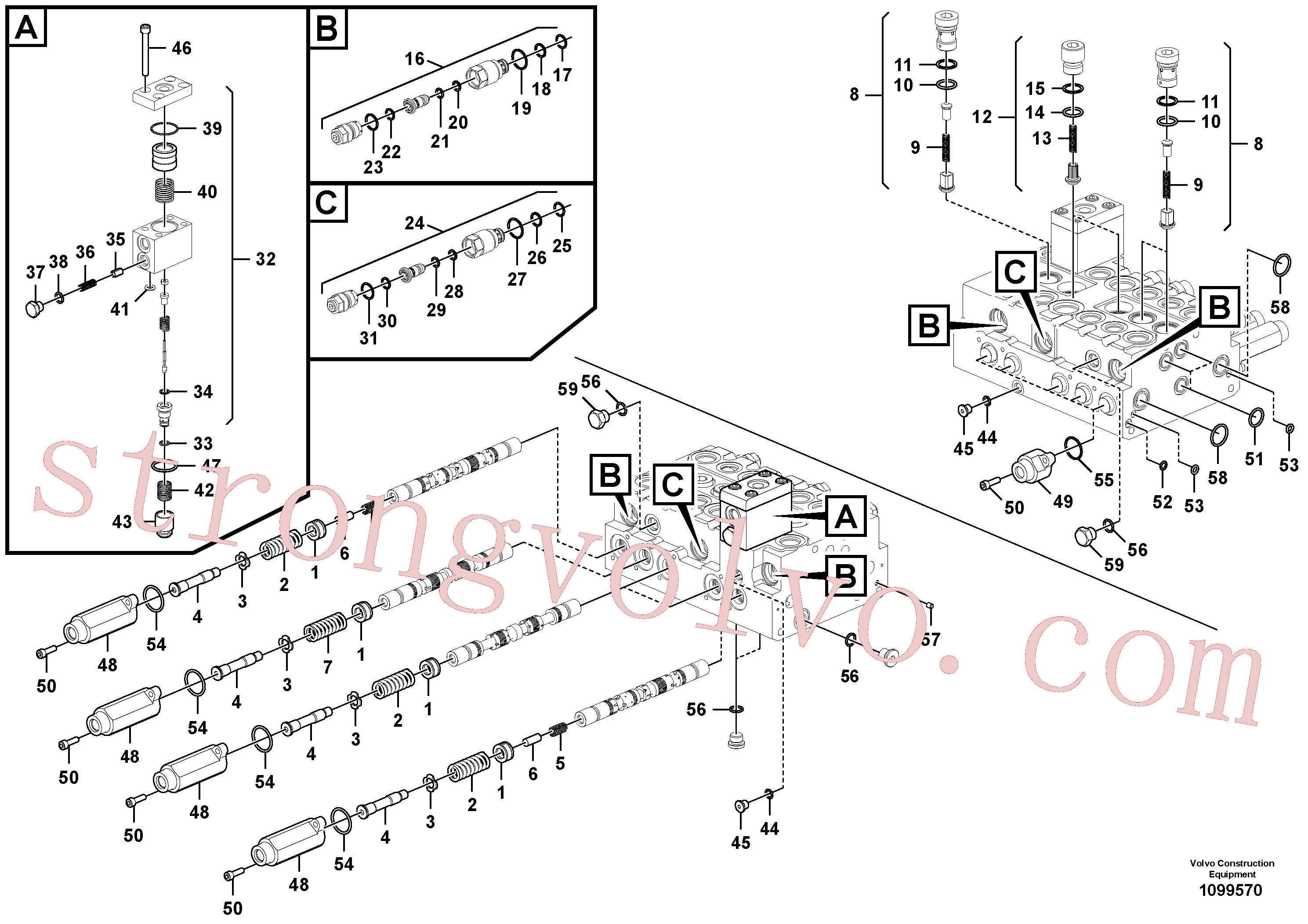 VOE984775 Volvo Válvula mestra de comando(1099570 Montagem)