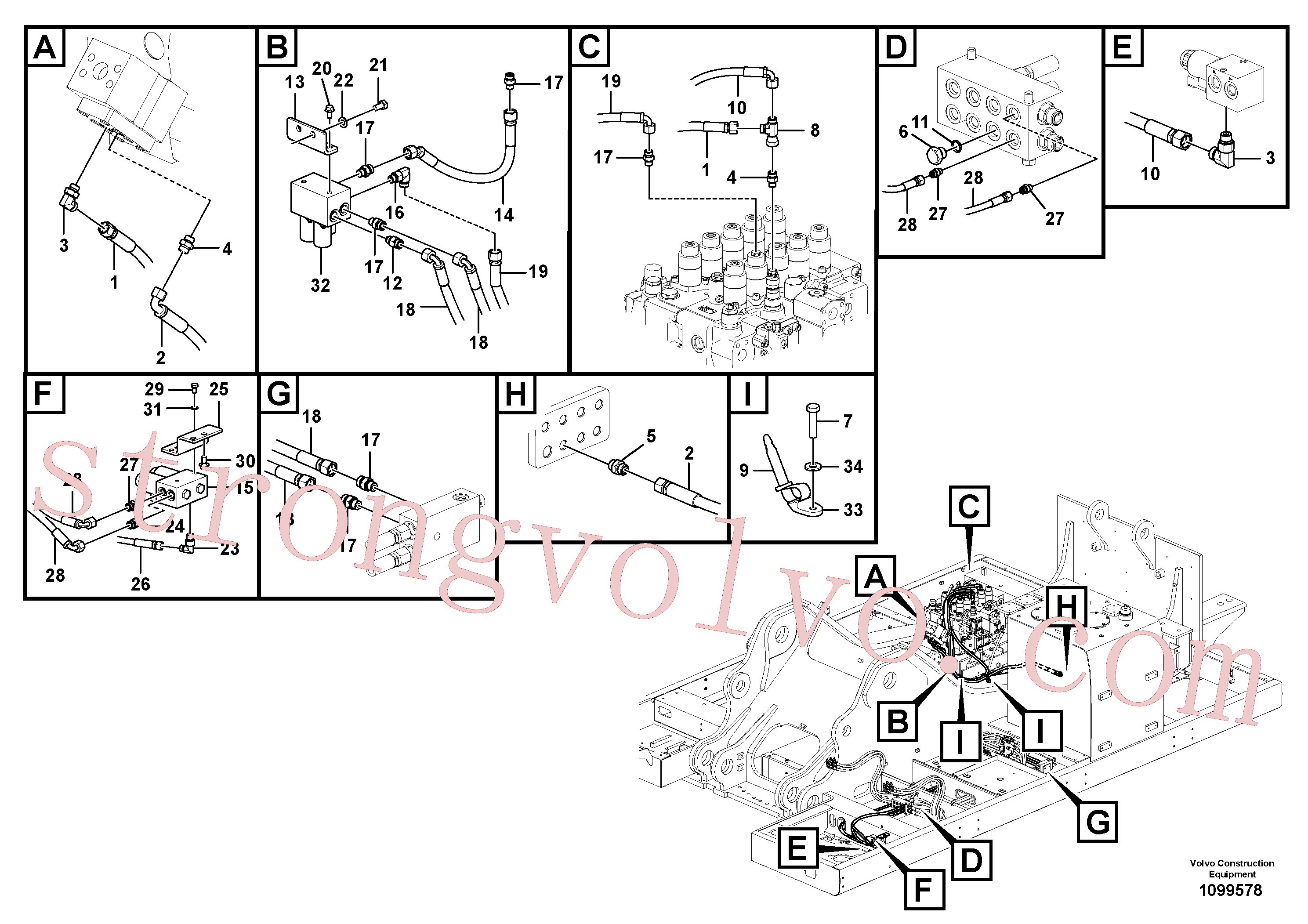 VOE937343 Volvo Sistema servomotor, martelo e corte(1099578 Montagem)