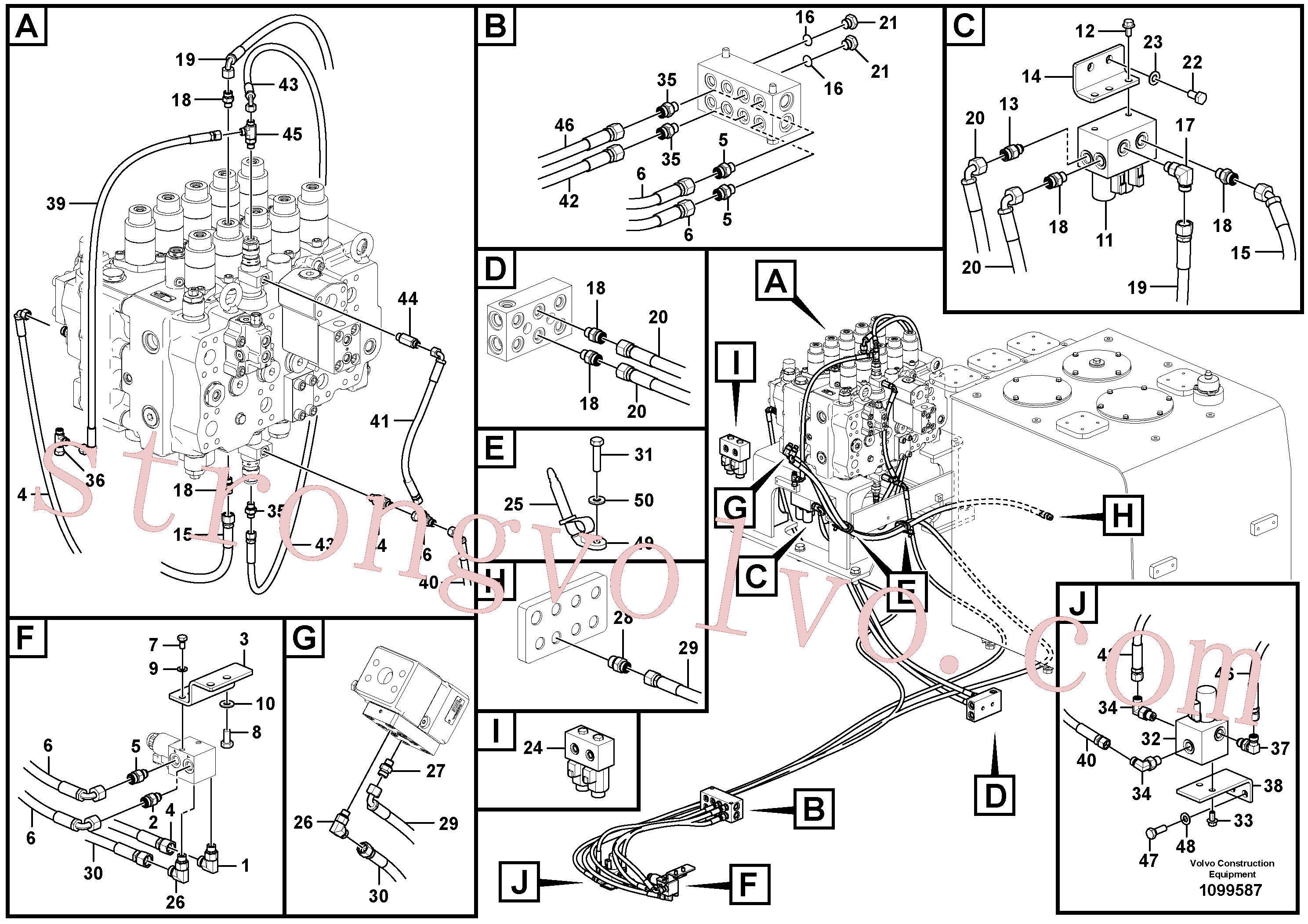 China Made VOE937216 Mangueira completa Volvo Acessórios para escavadeira