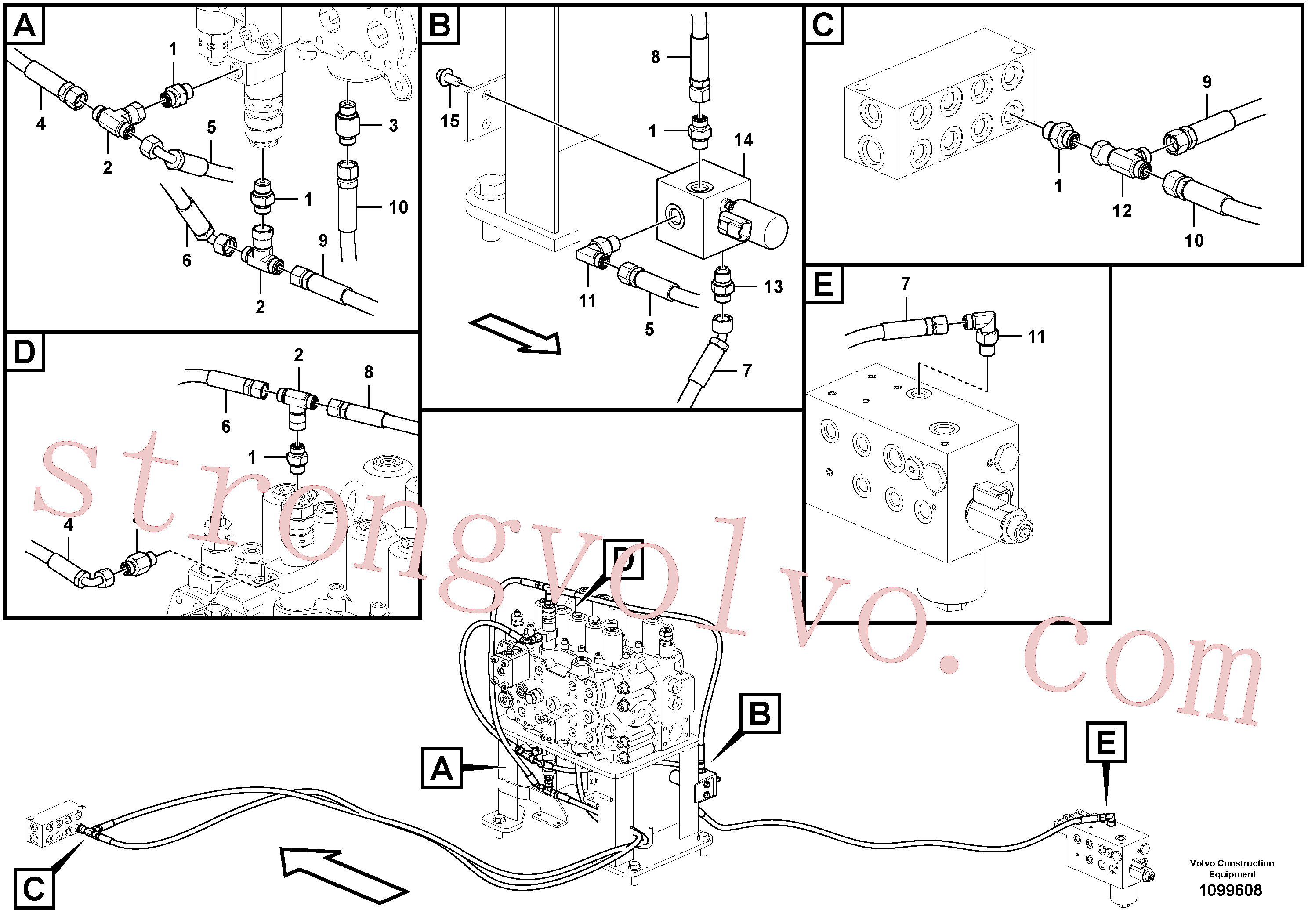 VOE15175254 Volvo Sistema servomotor, martelo e corte(1099608 Montagem)
