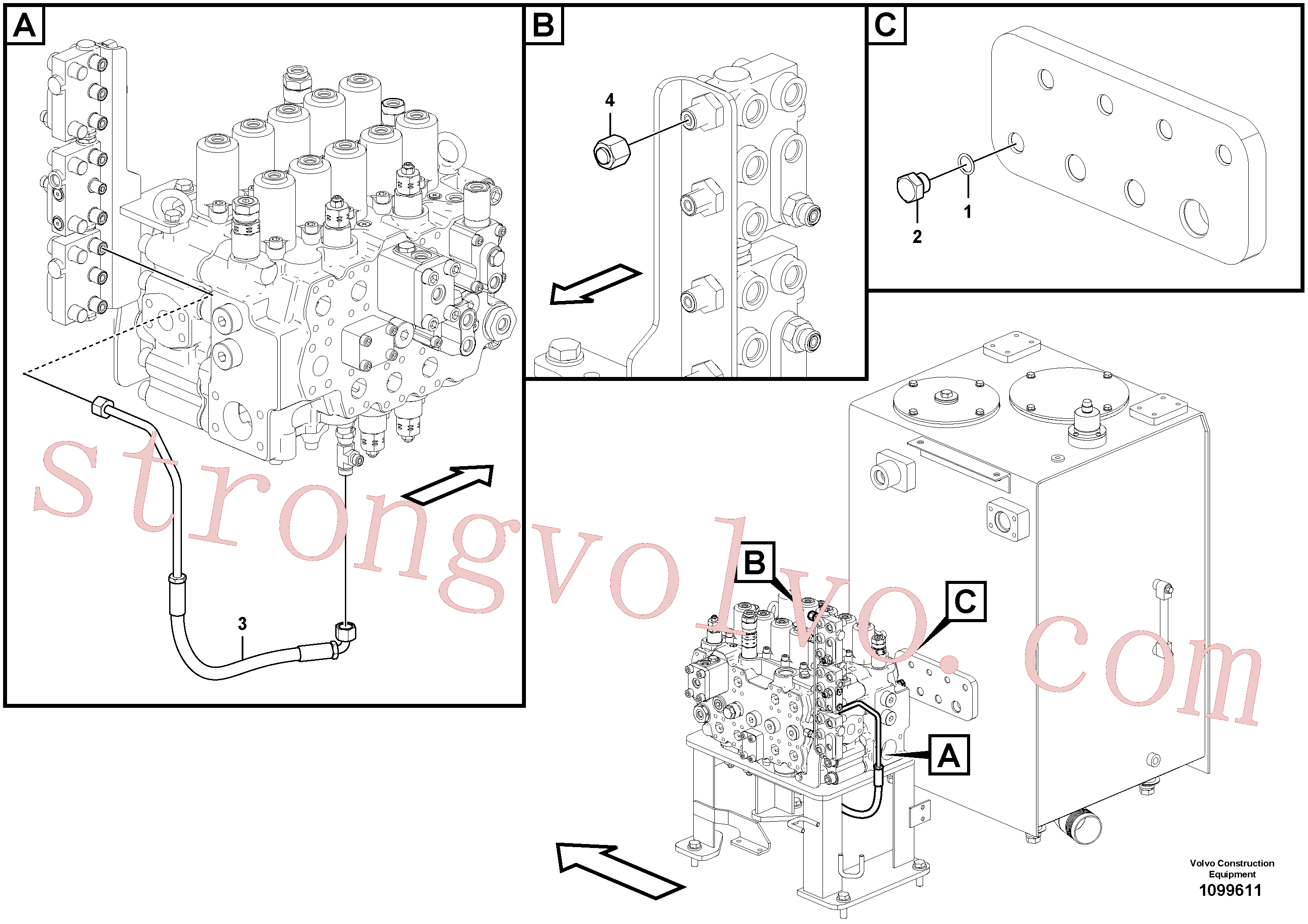 VOE14655683 Volvo Sistema servomotor, tubagem da válvula de comando(1099611 Montagem)