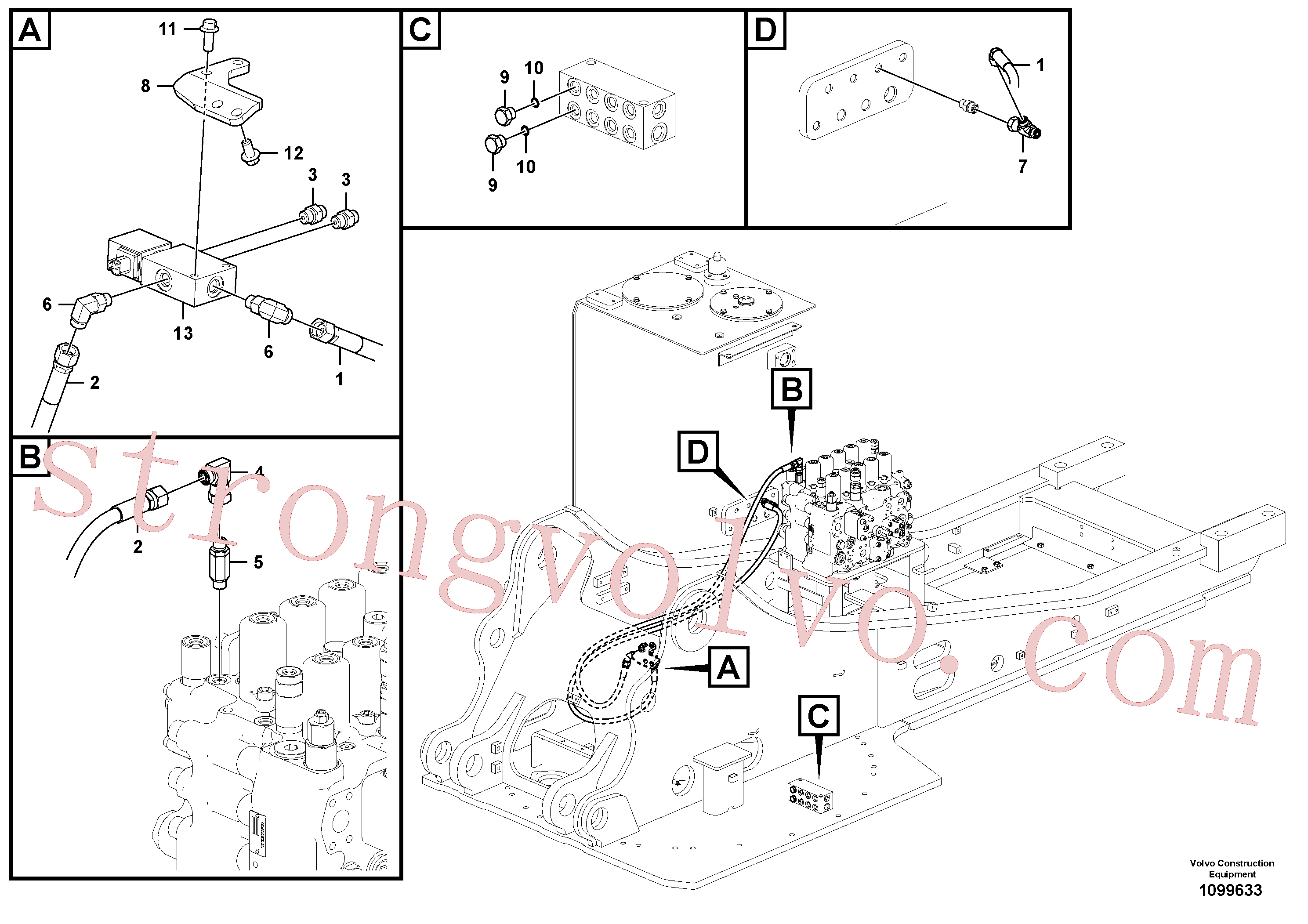 VOE936265 Volvo Hidráulica de serviço, encaixe rápido na estrutura superior(1099633 Montagem)