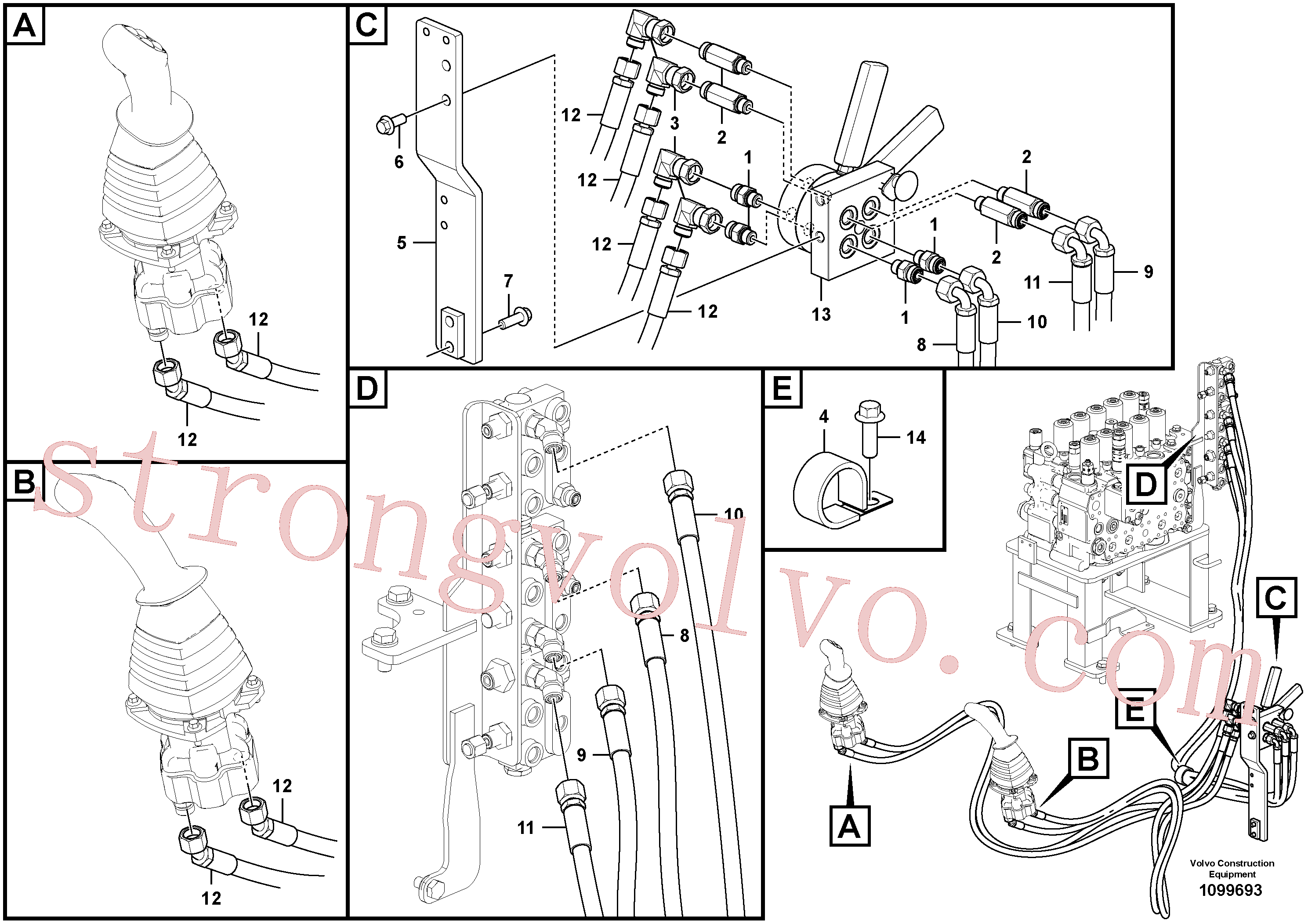 VOE15800844 Volvo Sistema servomotor, mudança da função da alavanca(1099693 Montagem)