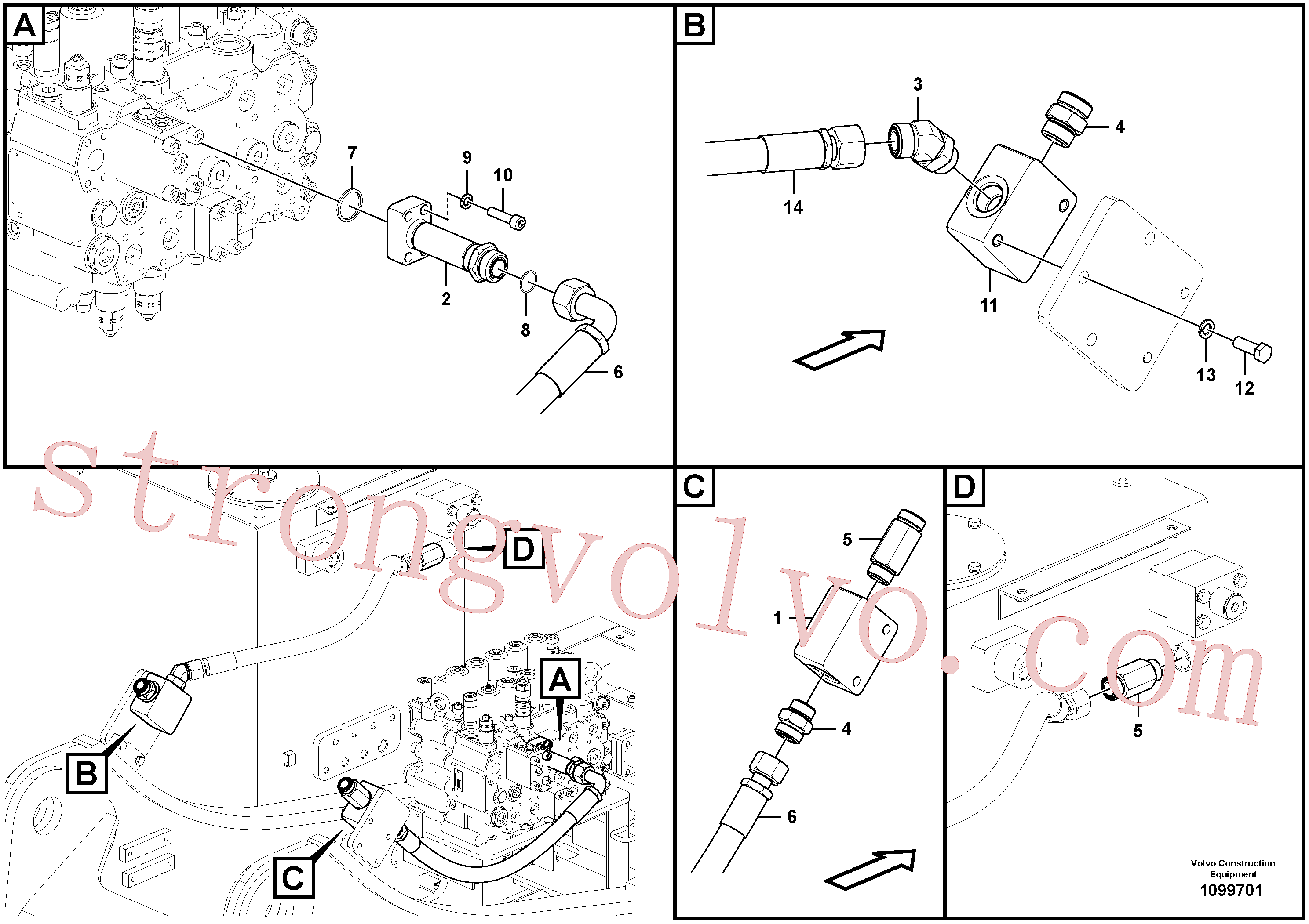 VOE14677376 Volvo Hidráulica de serviço, martelo e cortador para topo(1099701 Montagem)
