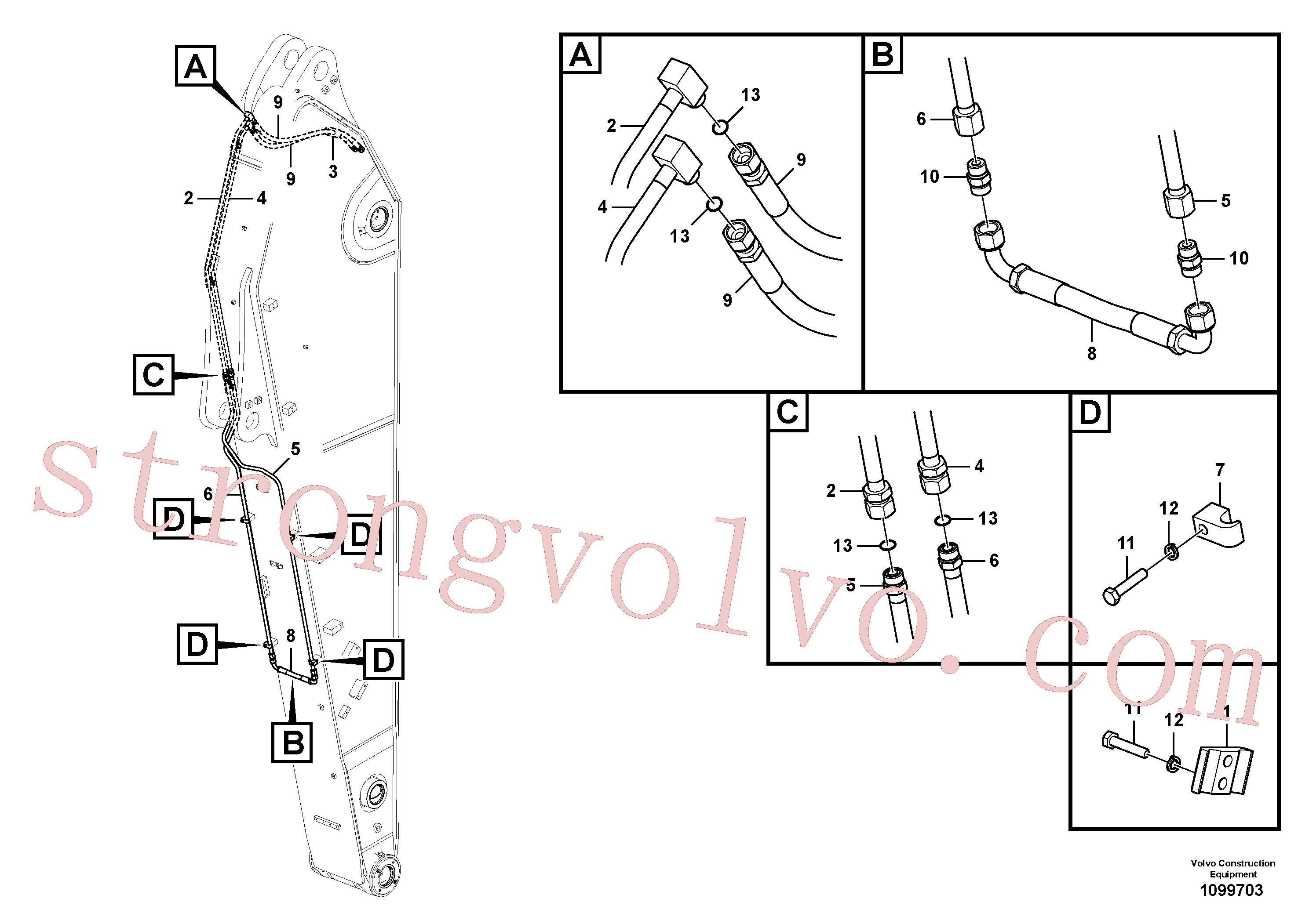 VOE14880842 Volvo Hidráulica de serviço, inclinação e rotor no braço de afundamento(1099703 Montagem)