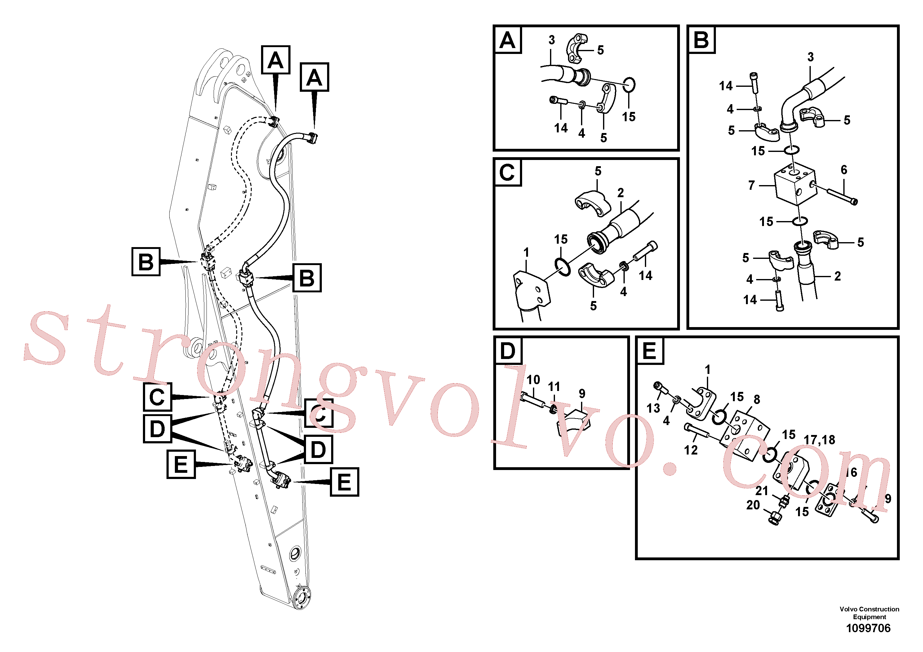 VOE14538874 Volvo Hidráulica de serviço, martelo e cortador para braço de afundamento(1099706 Montagem)