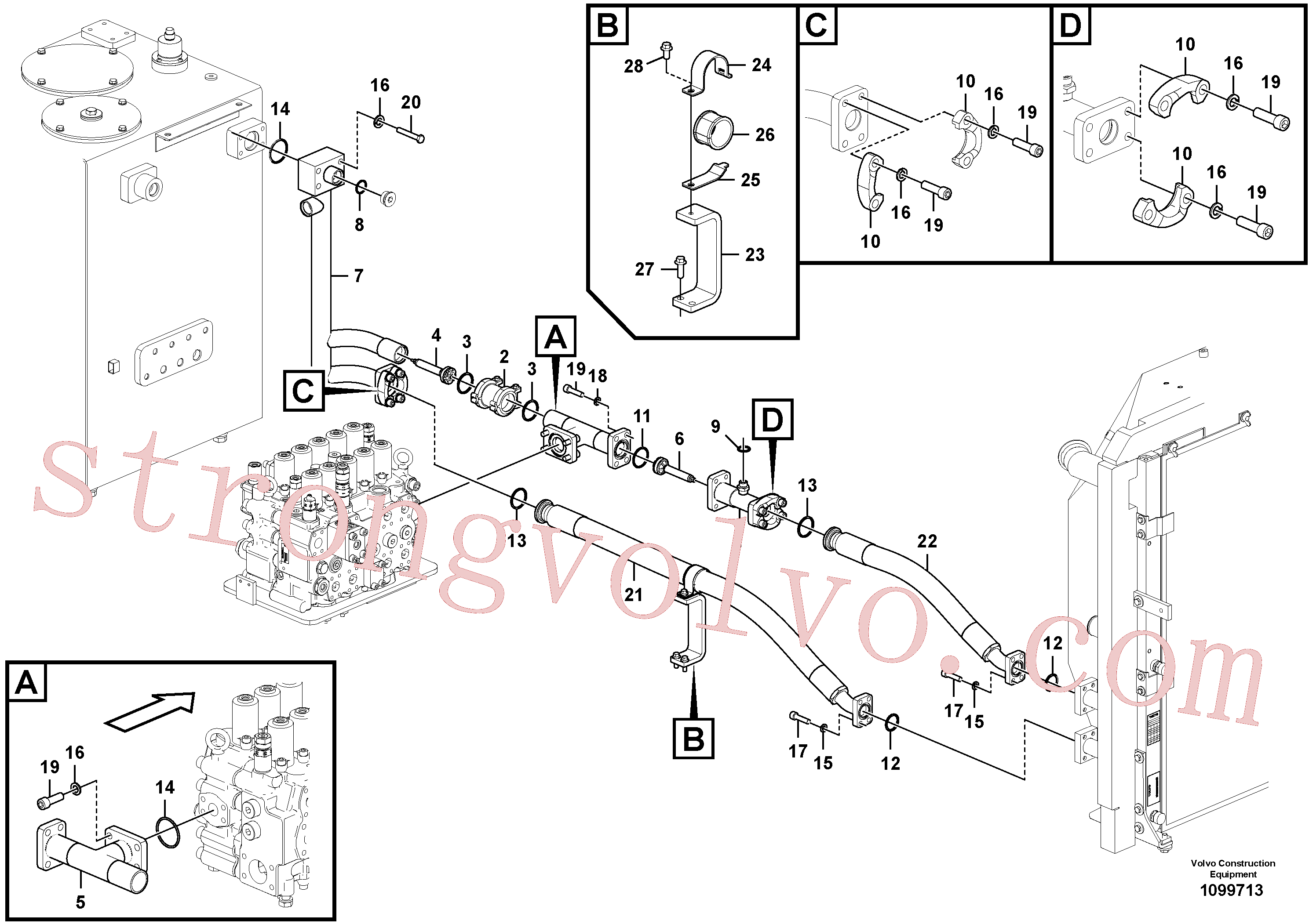VOE60110033 Volvo Sistema hidráulico, tanque hidráulico para a bomba hidráulica(1099713 Montagem)