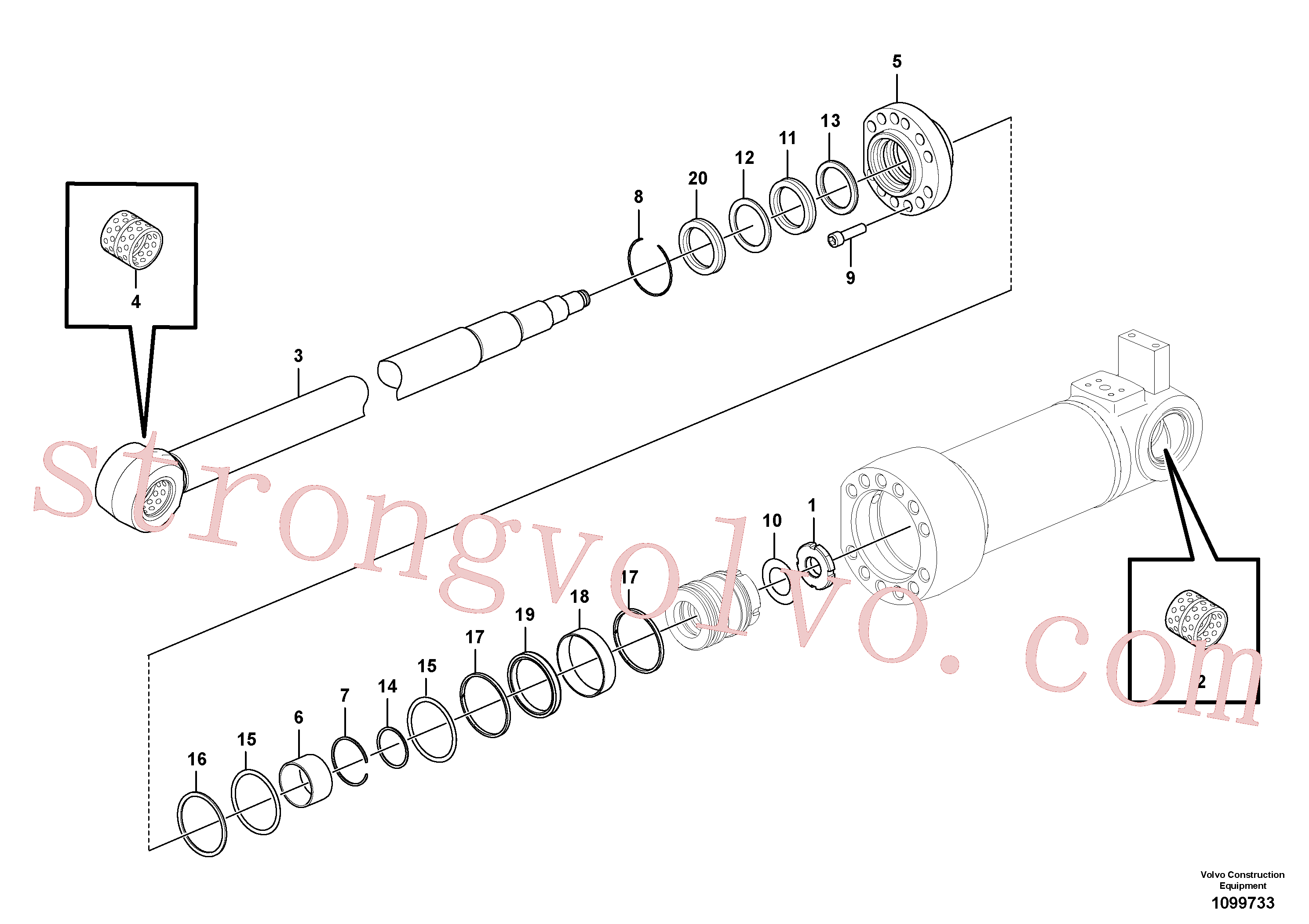 VOE14517951 Volvo Cilindro da lâmina niveladora(1099733 Montagem)