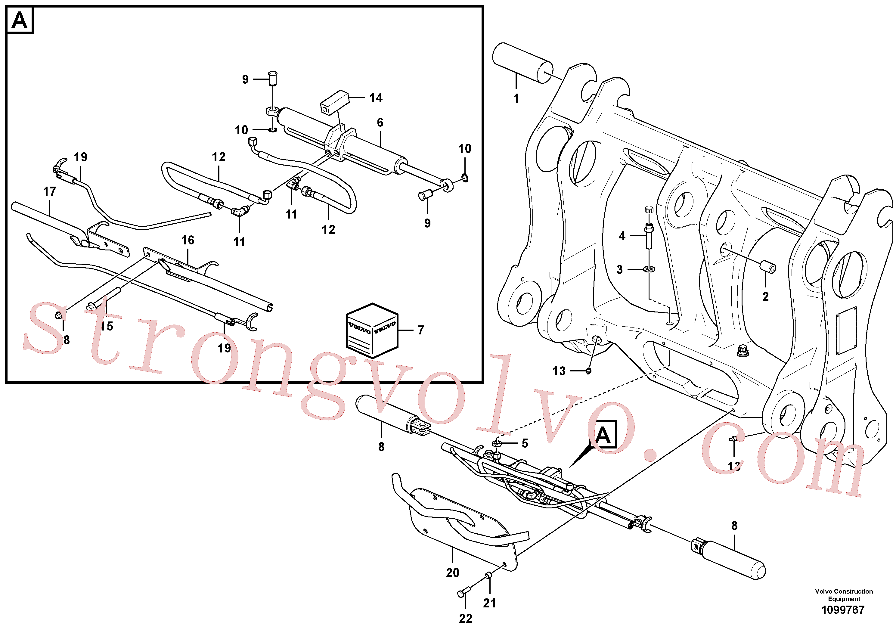 VOE60113118 Volvo Suporte de implemento(1099767 Montagem)