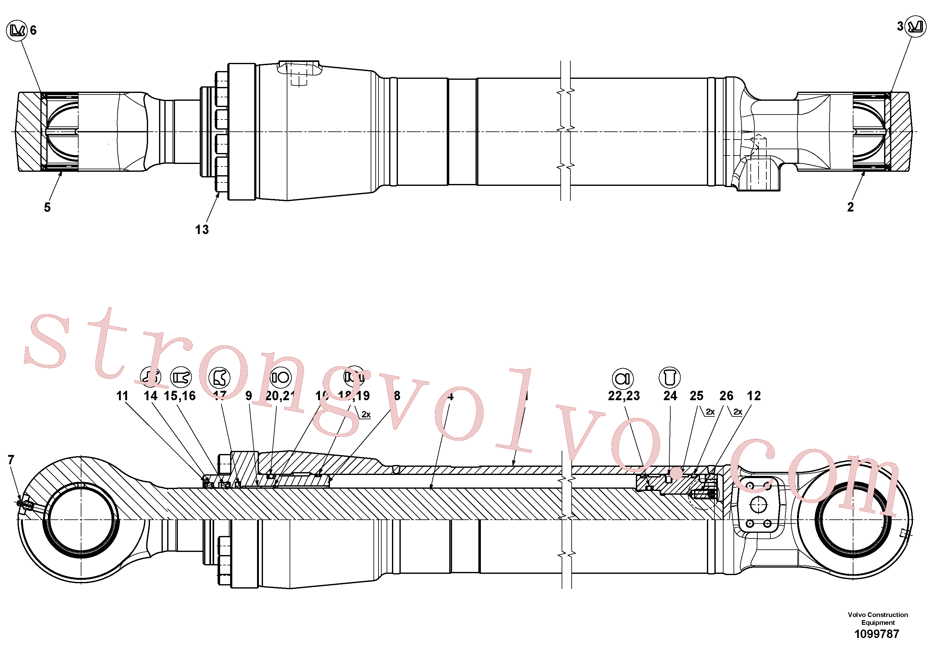 SA9566-11050 Volvo Cilindro de balde(1099787 Montagem)