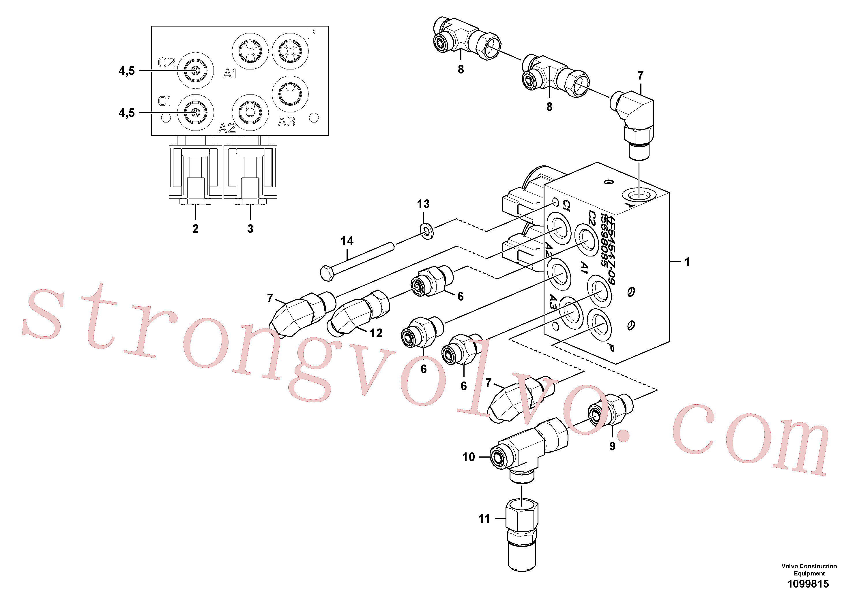 VOE17413498 Volvo Válvula hidráulica(1099815 Montagem)