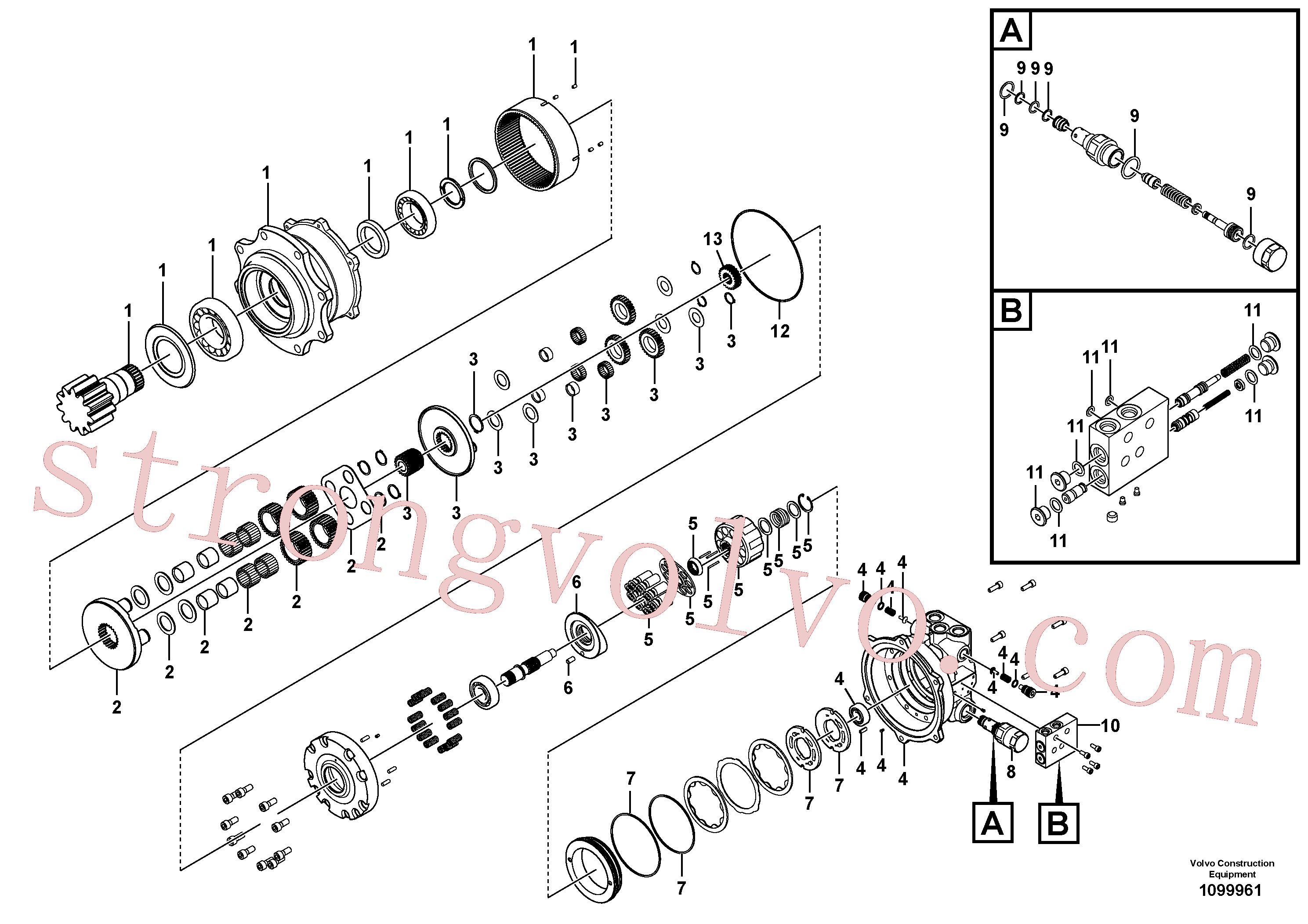 VOE14579021 Volvo Motor de rotação(1099961 Montagem)