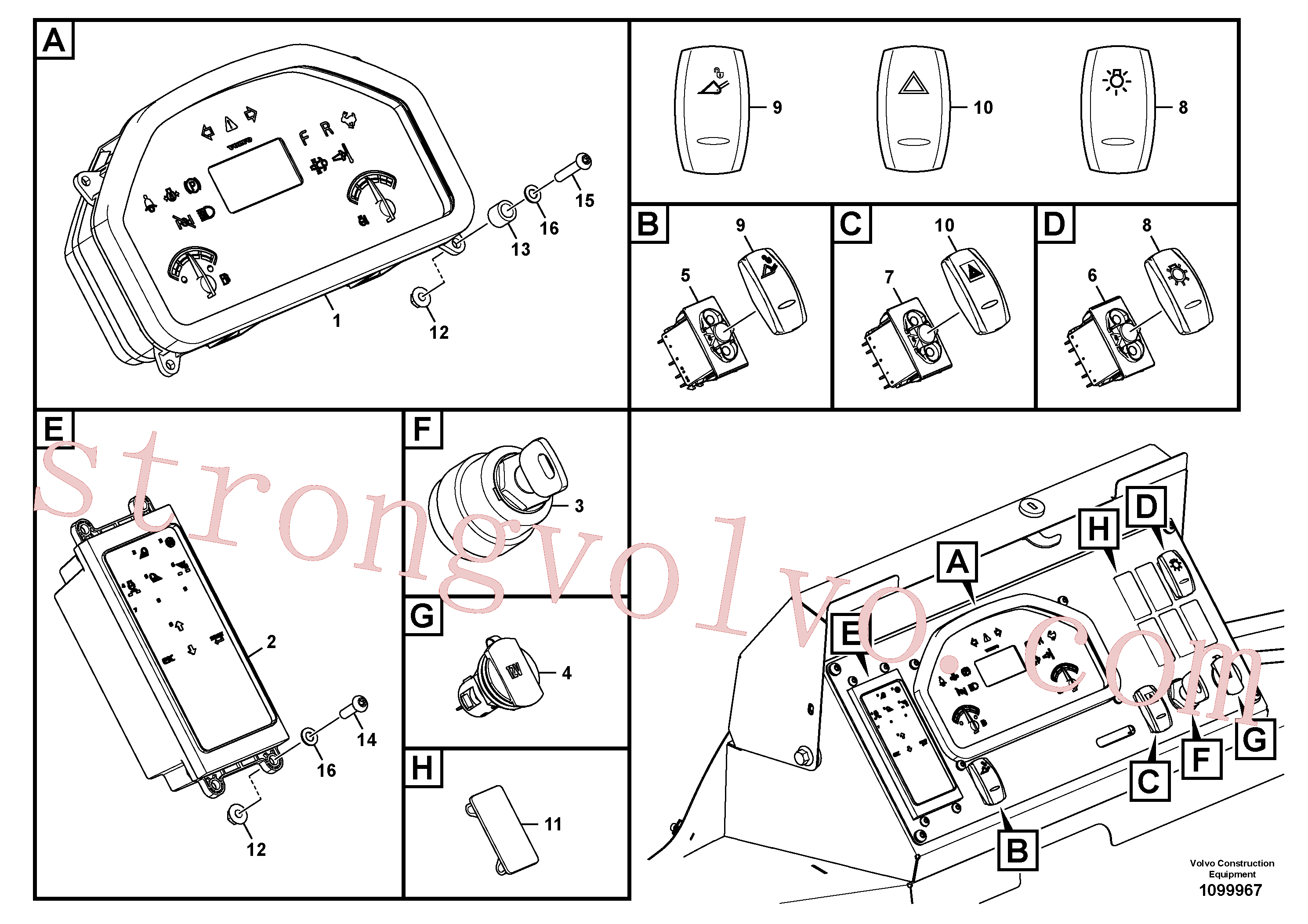 VOE990938 Volvo Painel de instrumentos(1099967 Montagem)