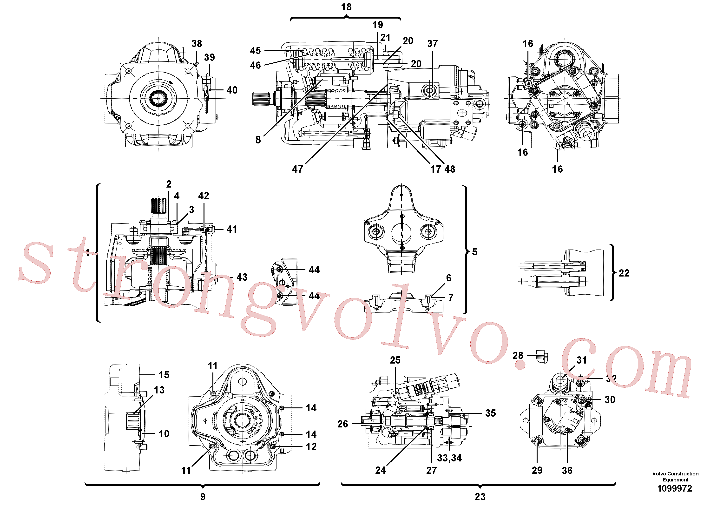 VOE11707303 Volvo Bomba hidráulica(1099972 Montagem)