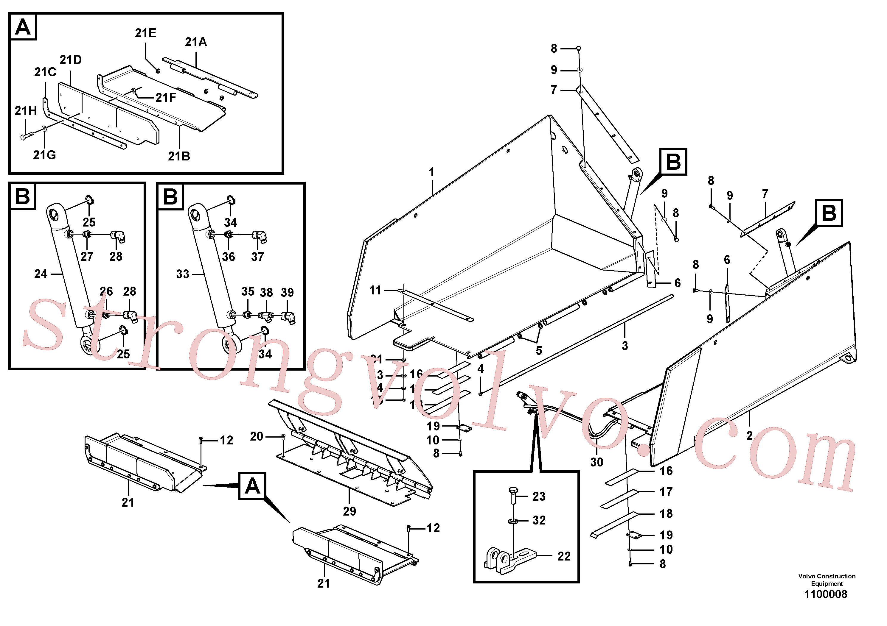 Volvo RM80805559 Placa frontal Volvo Acessórios para escavadeira