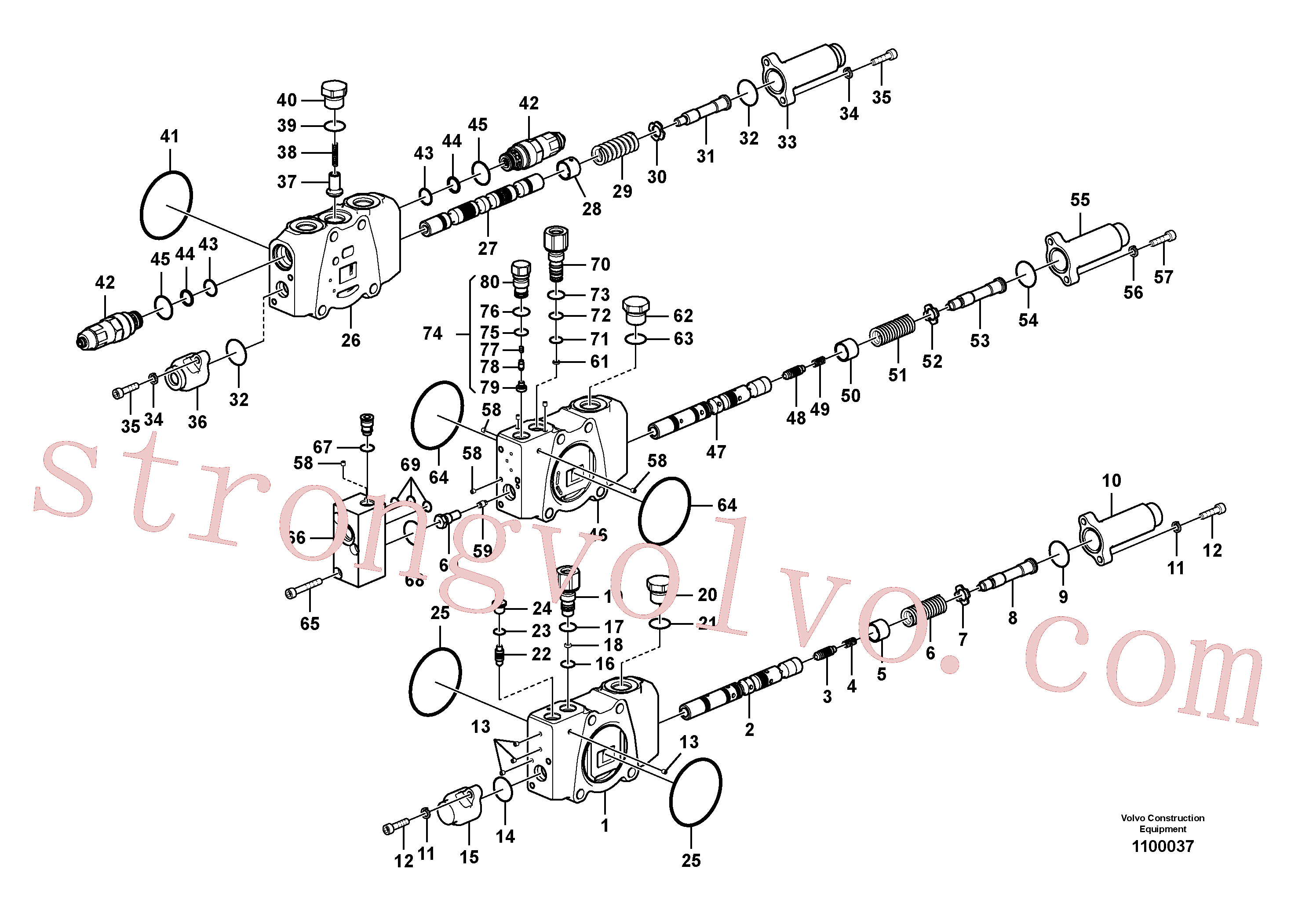 VOE14588359 Volvo Válvula mestra de comando(1100037 Montagem)